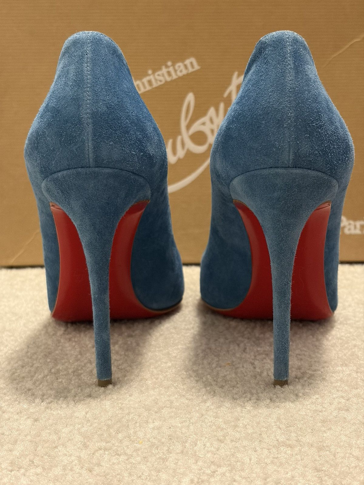 Christian Louboutin Pigalle Follies 100 Veau Velours Heels Size US 5.5 / IT 35.5 - 3 Thumbnail
