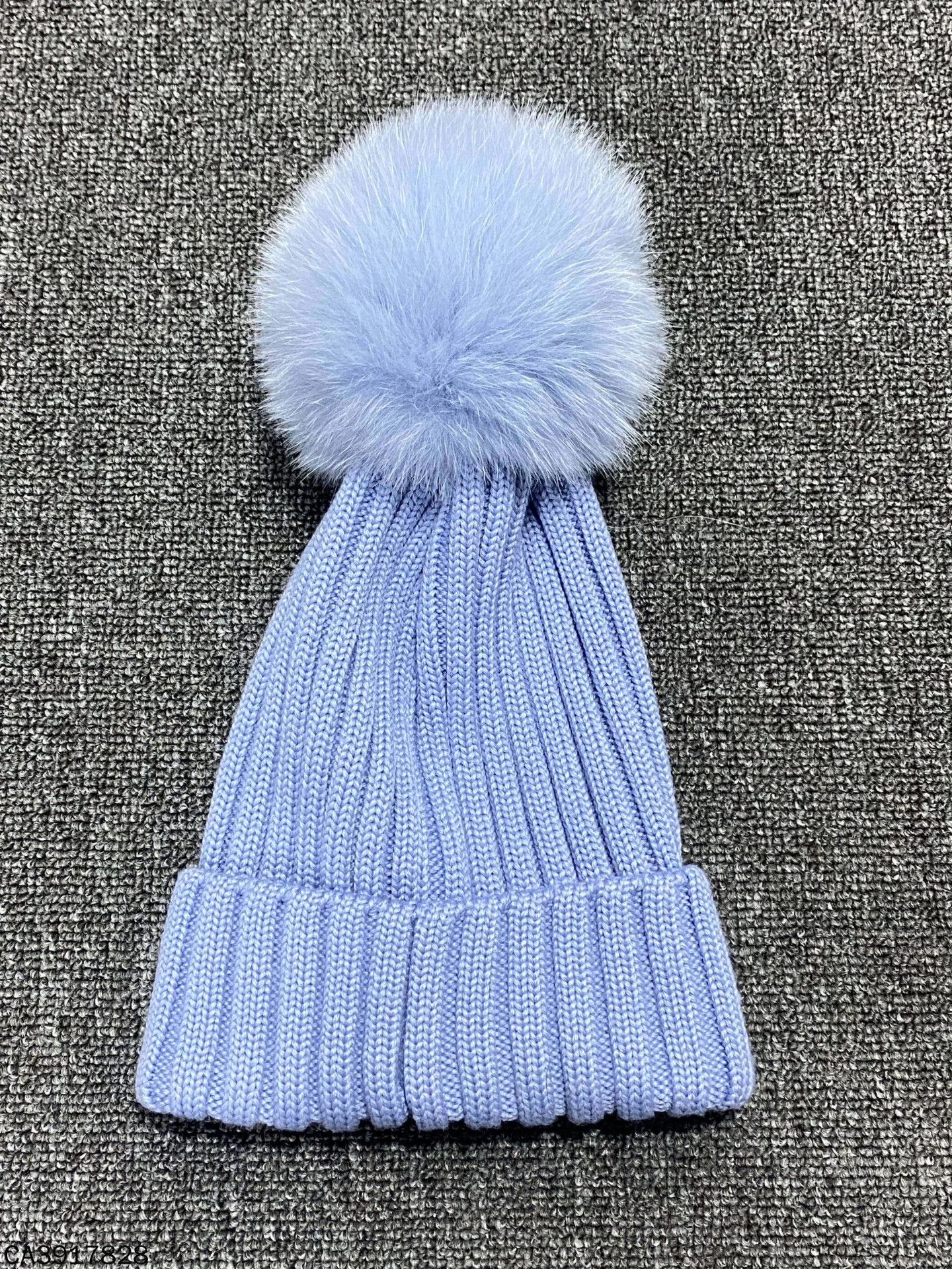Moncler Moncler logo pom pom knit beanie blue Size ONE SIZE - 3 Thumbnail