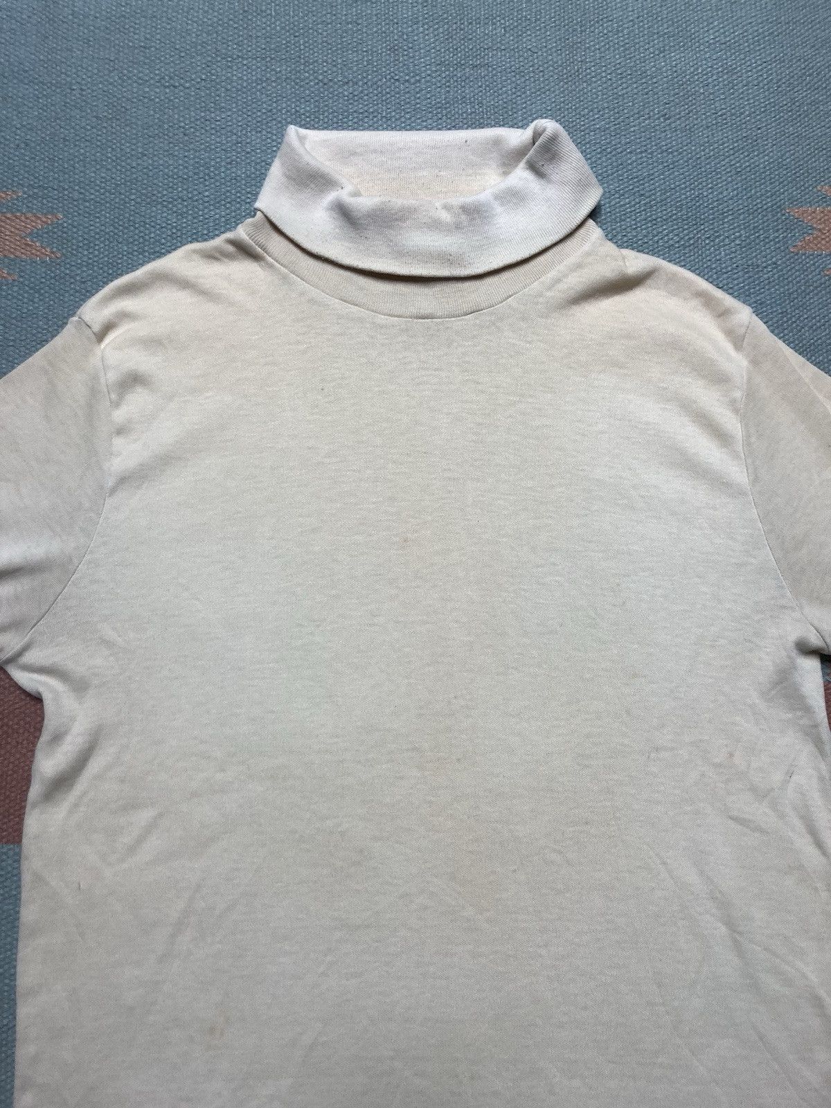 Vintage Vtg 60s 70s turtleneck shirt blank white soft comfy adult XL Size US XL / EU 56 / 4 - 4 Thumbnail