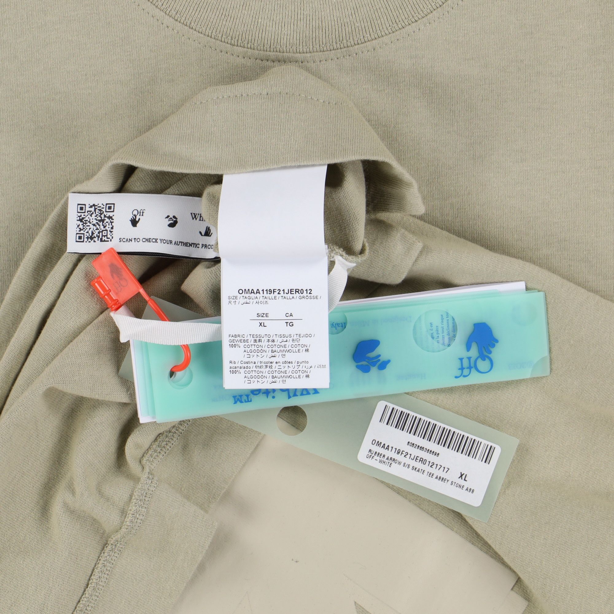 Off-White Beige Rubber Arrows Logo Oversized Skate T-Shirt Size XL / US 12-14 / IT 48-50 - 8 Thumbnail