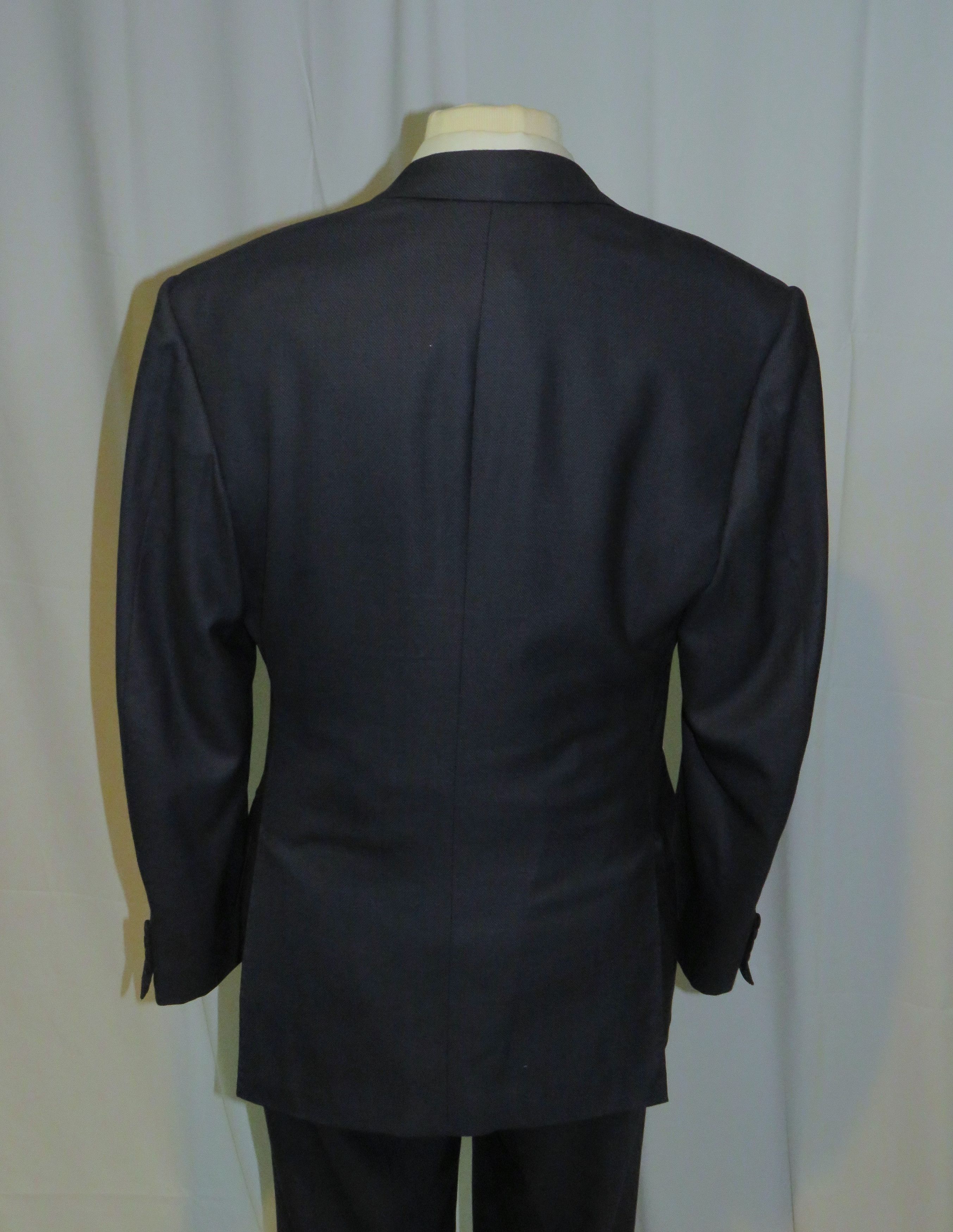 Huntsman × Savile Row Bespoke 2022 Navy Blue Birdseye One Button Suit 34S Size 34S - 12 Thumbnail