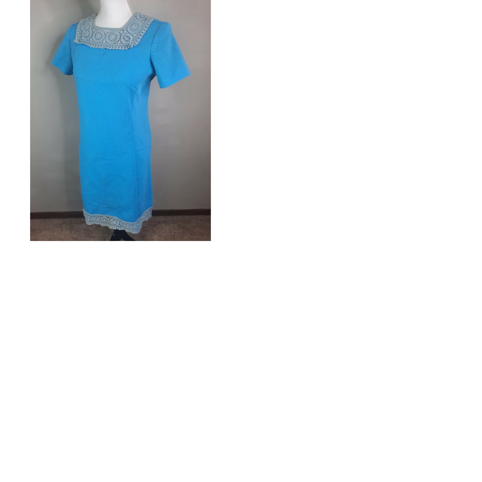 Madison VINTAGE Meg Madison New York 60s D2S SPRING scooter mod textured mini GoGo dress S/M 34 Blue Women's Size XXS / US 00 / IT 34 - 9 Thumbnail