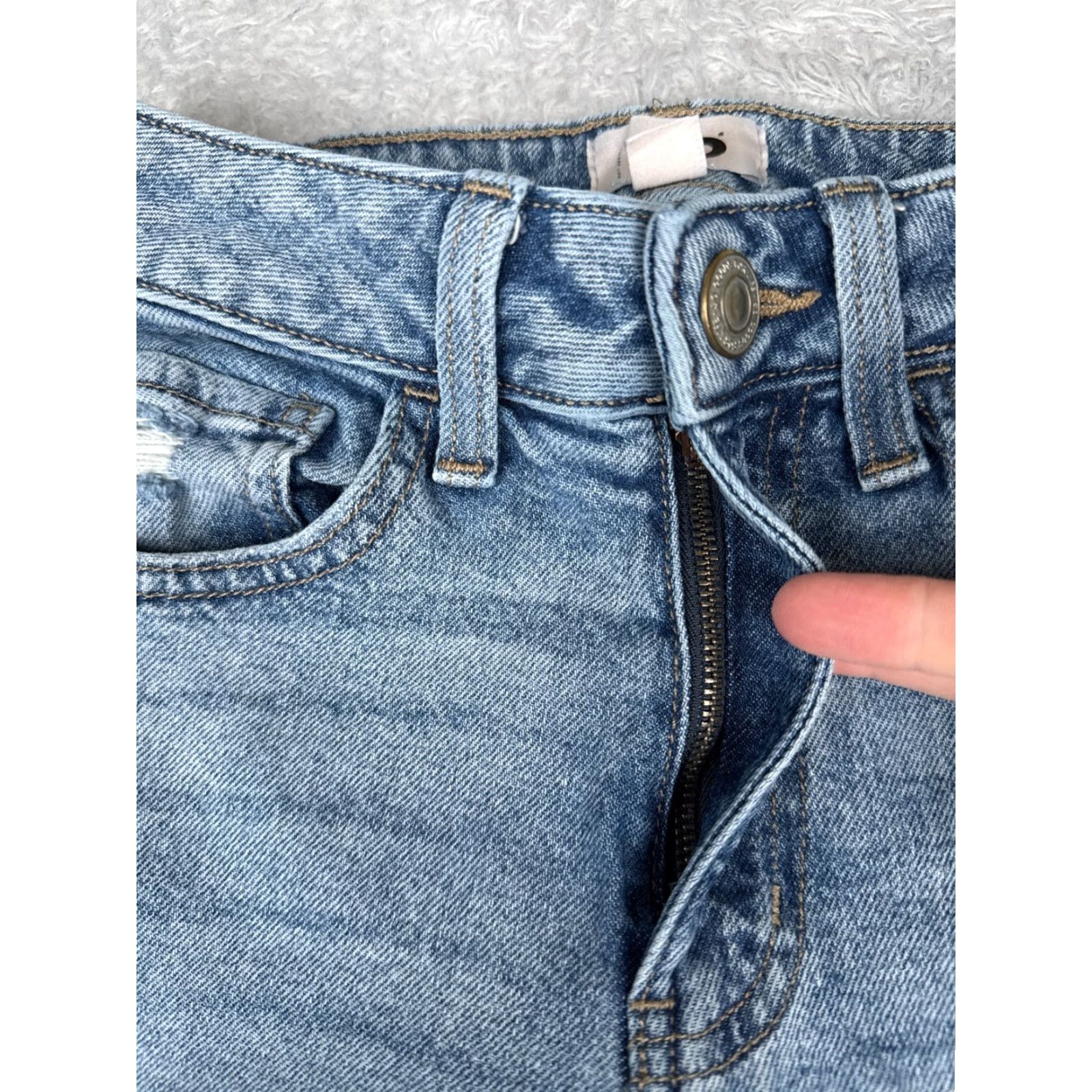 Vintage SO Jeans Juniors Blue Denim High Rise Bootcut 24x31 Distressed Stretch 90s Cowboy Southwestern 5-Pocket Womens Jeans Size 25" / US 0 / IT 36 - 5 Thumbnail