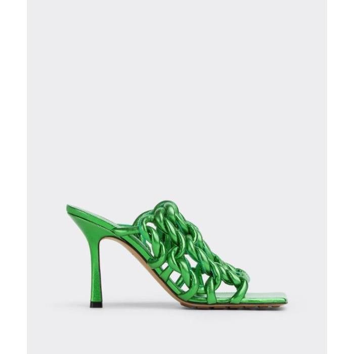 o1n1vont0924 Stretch Twist Mules in Green