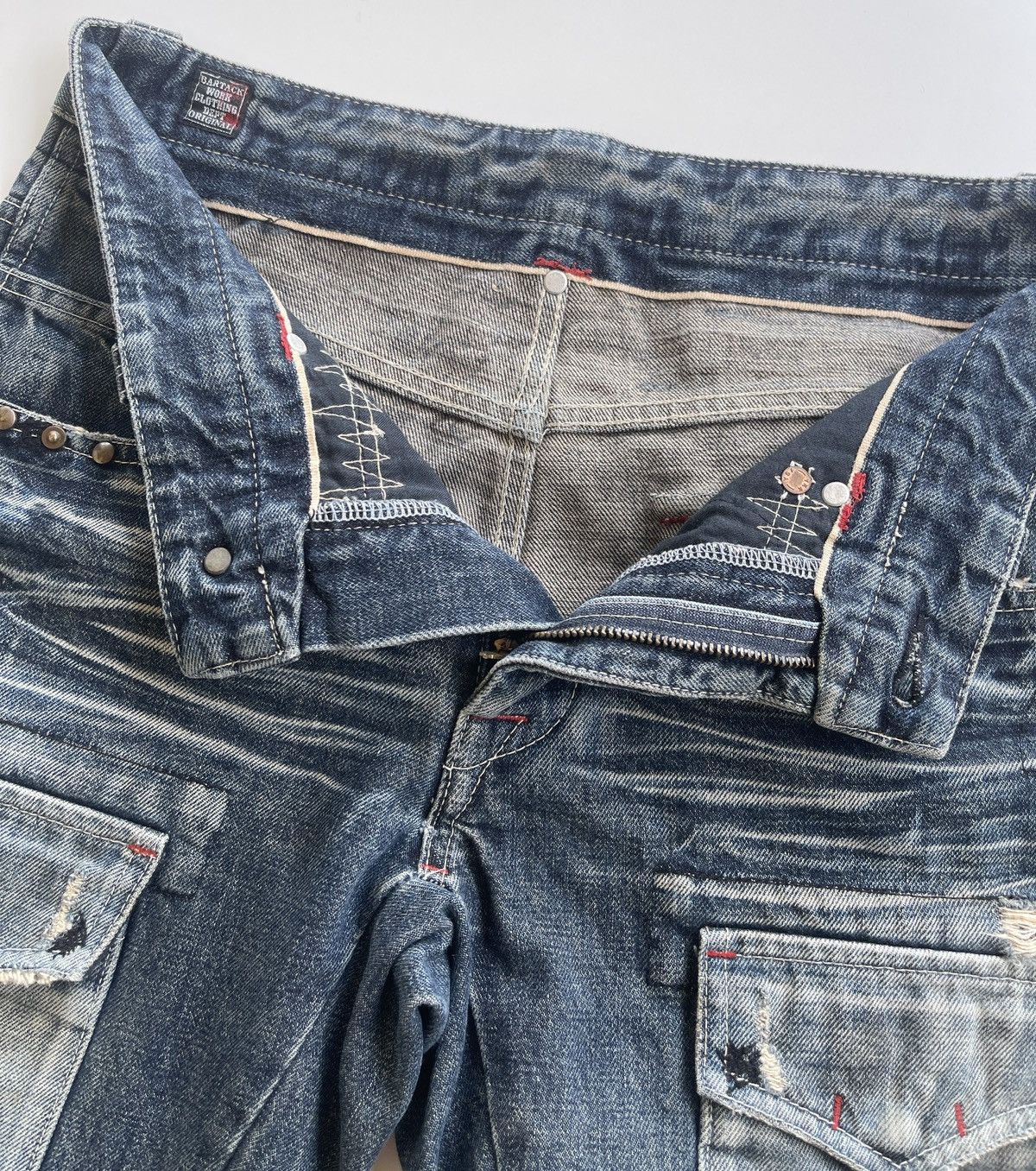 Japanese Brand Vintage Bartack Distressed Bushpants Japan Denim Size US 30 / EU 46 - 12 Thumbnail