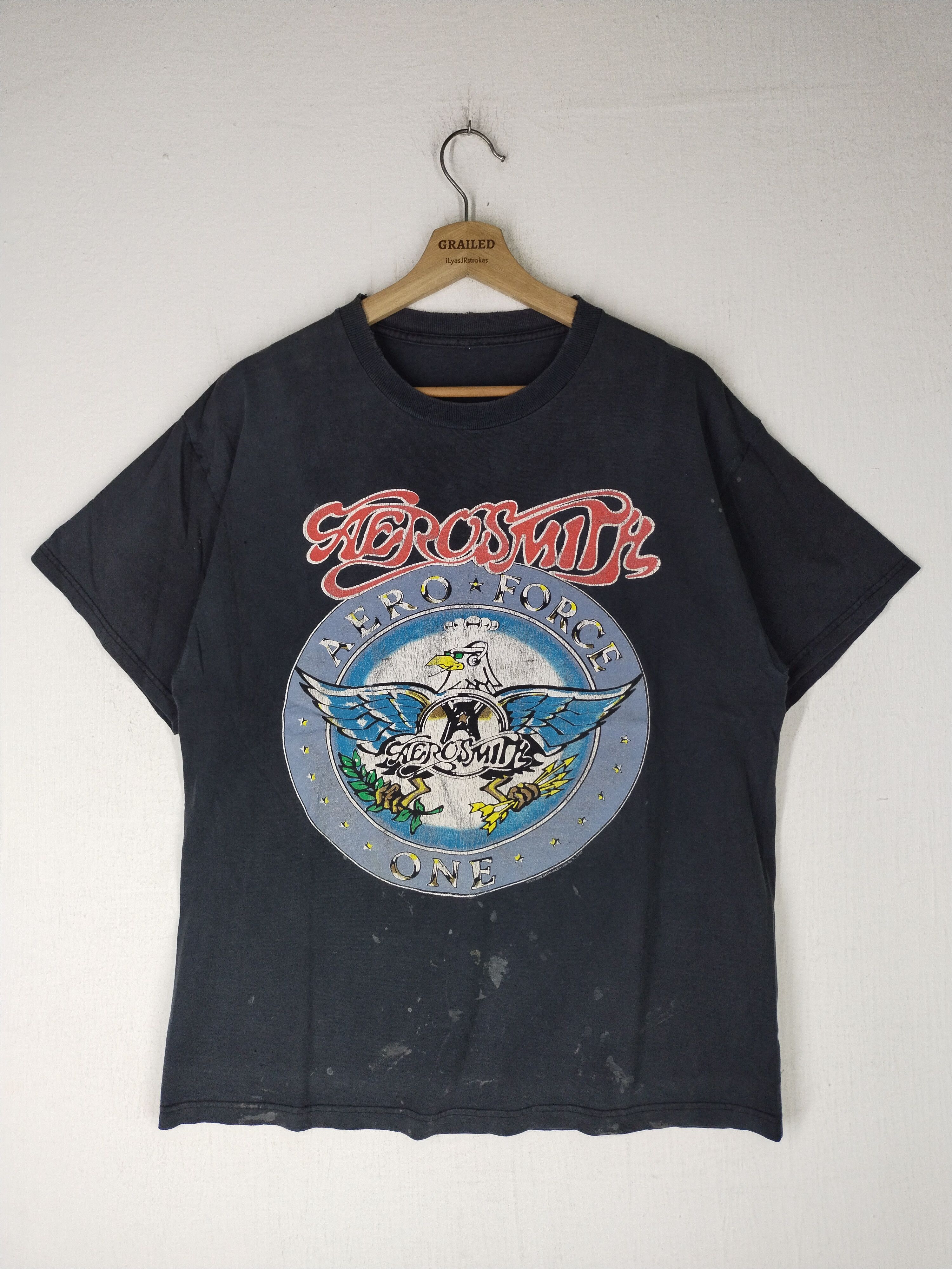 Aerosmith 00's Vintage Aerosmith Aero Force One Distressed Sun Faded Size US M / EU 48-50 / 2 - 1 Thumbnail