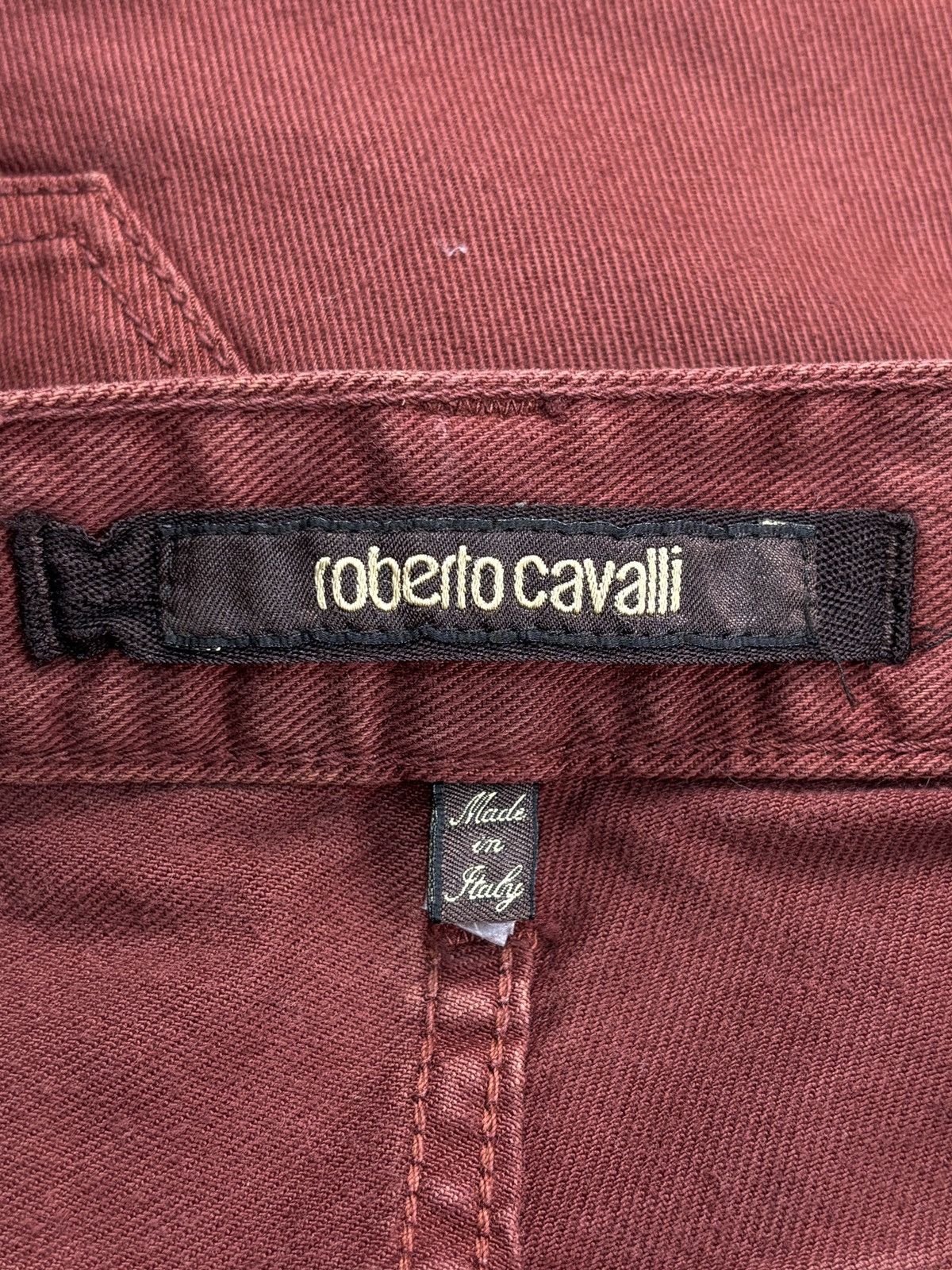 Roberto Cavalli Burgundy Snake Embroidered Slim Fit Jeans Size US 30 / EU 46 - 9 Thumbnail
