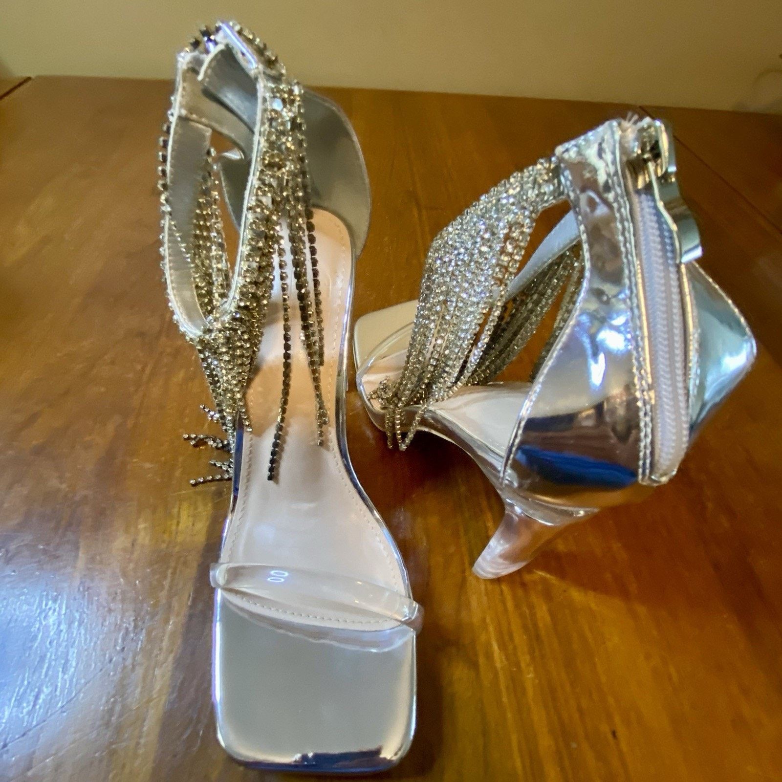 & Other Stories Woman’s Size 7 Rhinestone Fringe Chunky Strap Sandals Zipper Size US 7 / IT 37 - 7 Thumbnail