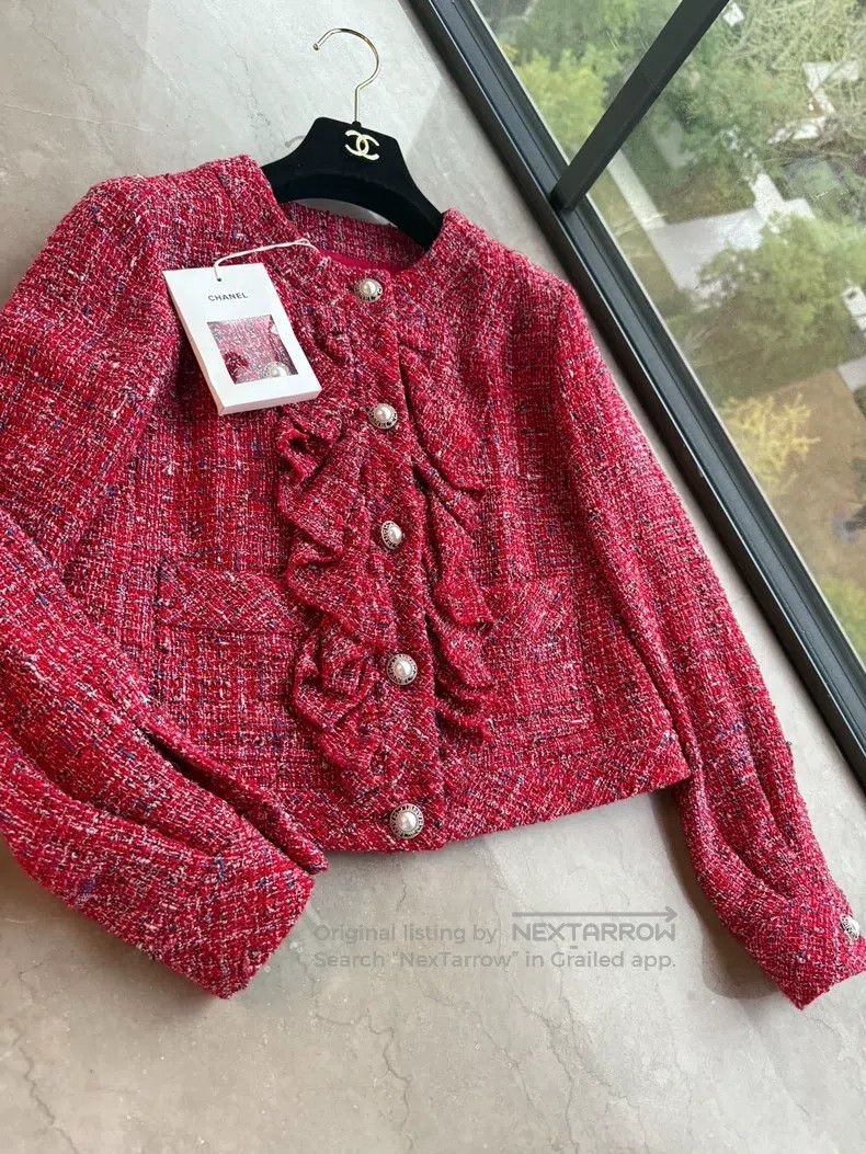 Chanel Chanel 19p ruffled red jacket Size XXS / US 00 / IT 34 - 1 Thumbnail