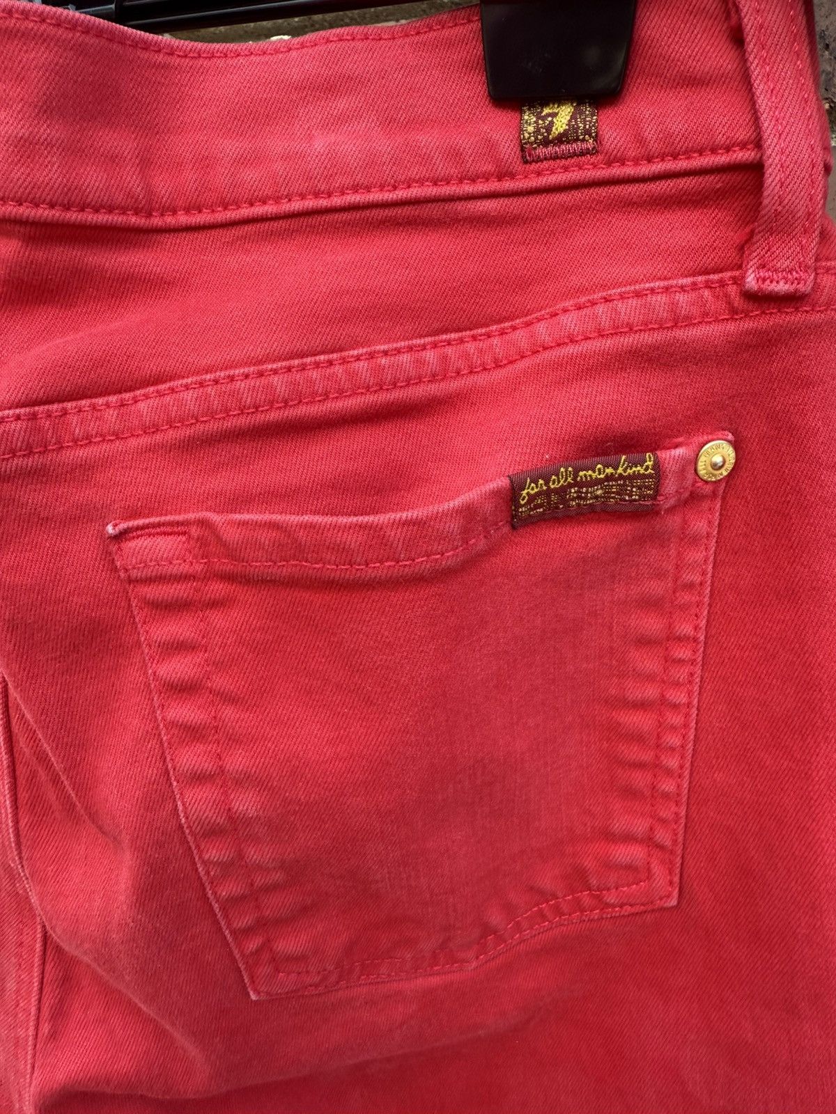 7 For All Mankind Seven 7 For All Mankind Stretch Red Denim Jeans Low Skinny Size 29" - 7 Thumbnail