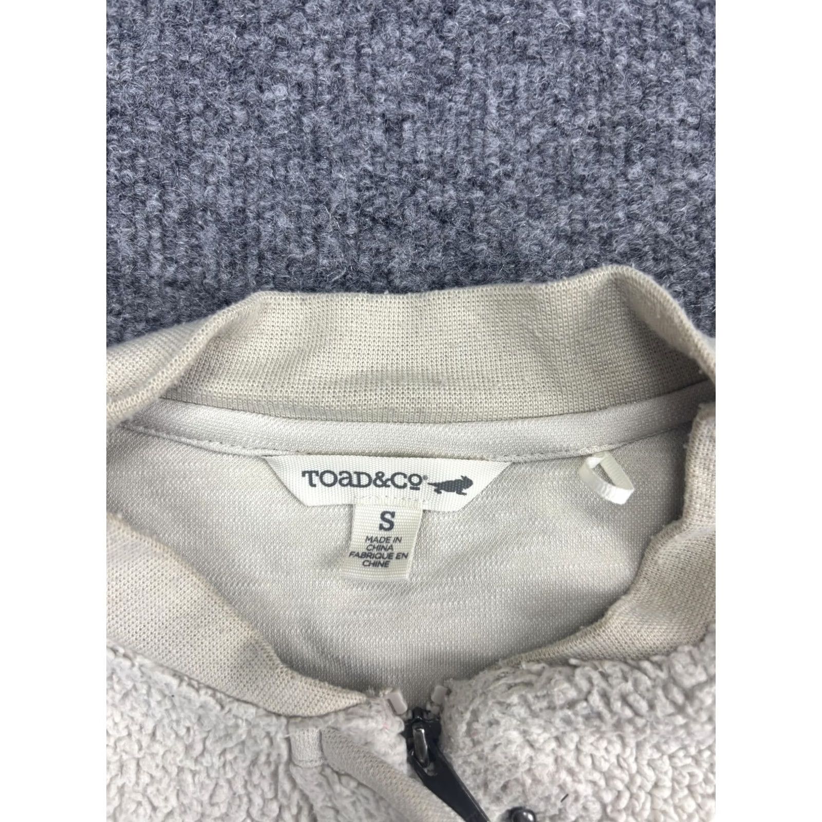 Toad&Co VINTAGE? No — Toad&Co Jacket Womens Small White Sherpa Fleece Bomber Zip Pockets Collarless Size S / US 4 / IT 40 - 2 Thumbnail
