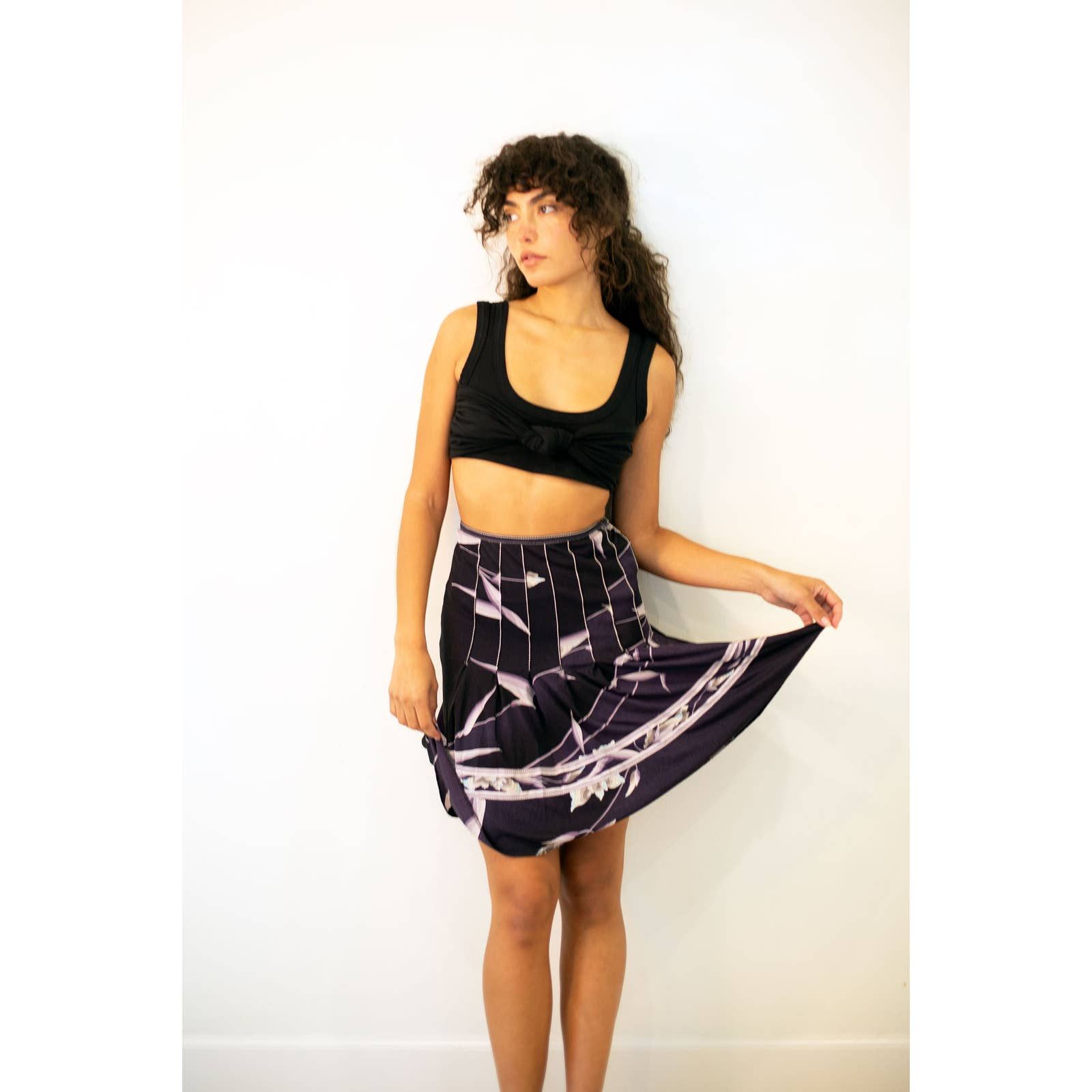 Vintage Leonard of Paris 1970s Floral Pleated Jersey Skirt - Main Image