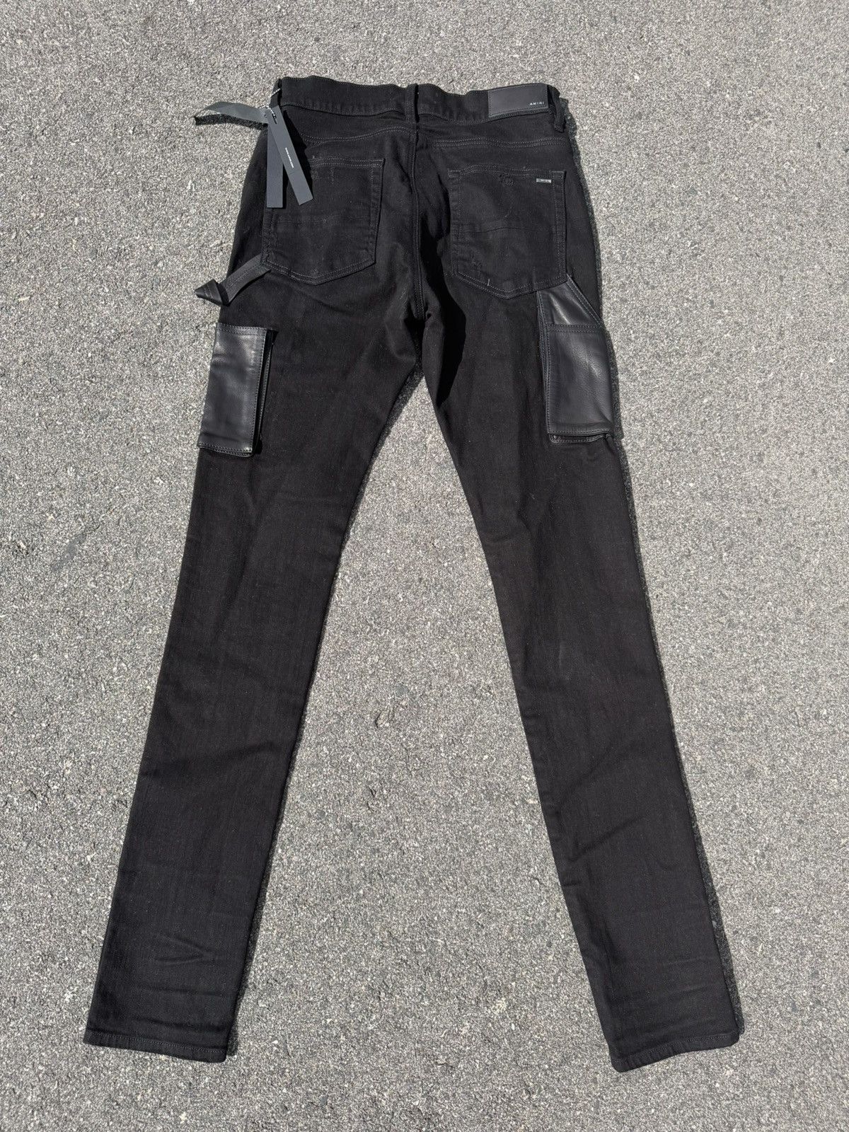 Amiri Amiri Black Denim Leather Workman Pants Size US 32 / EU 48 - 4 Thumbnail