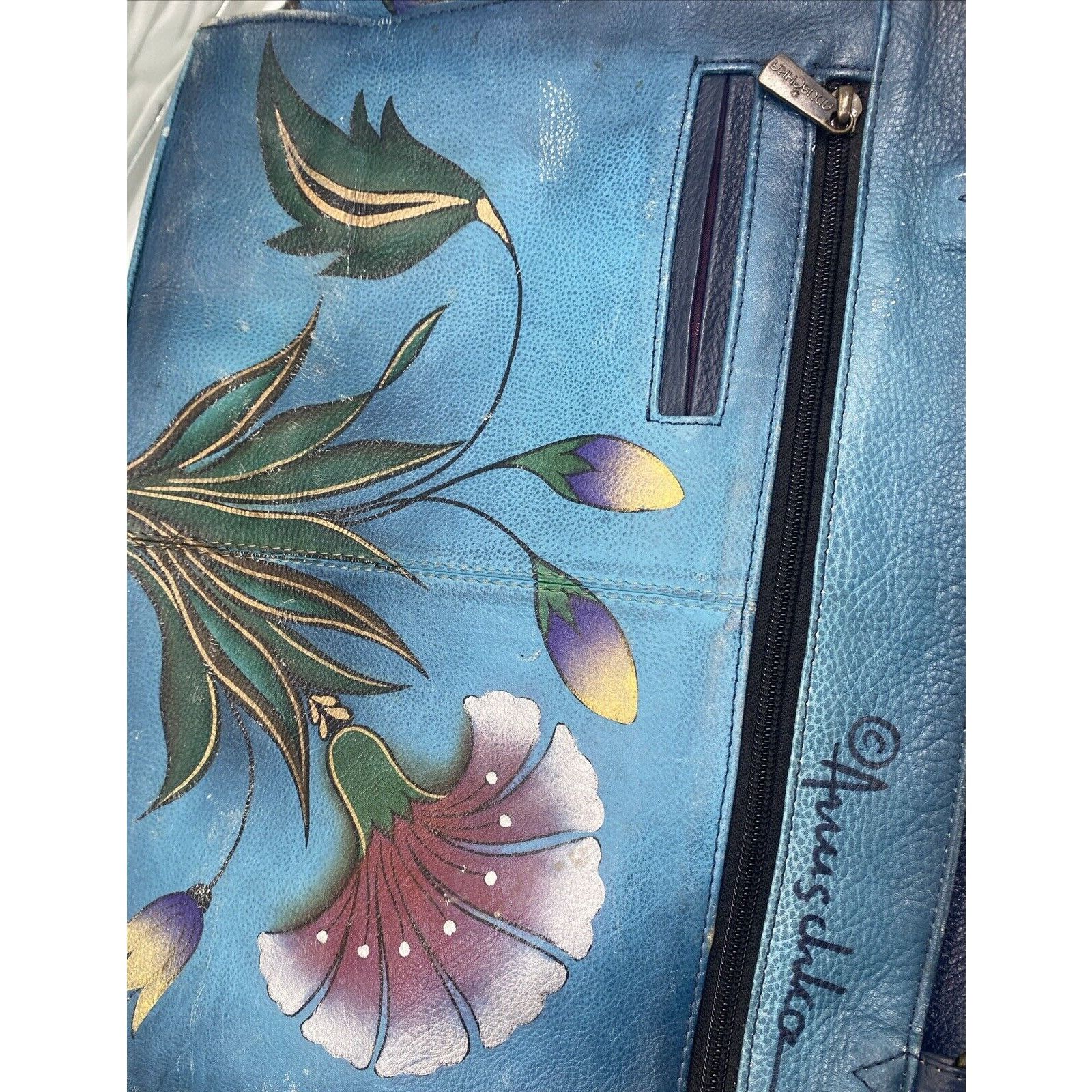 Anna Bolina Anna Anushka Painted Turquoise Leather Shoulder Bag + Wallet Size ONE SIZE - 7 Thumbnail