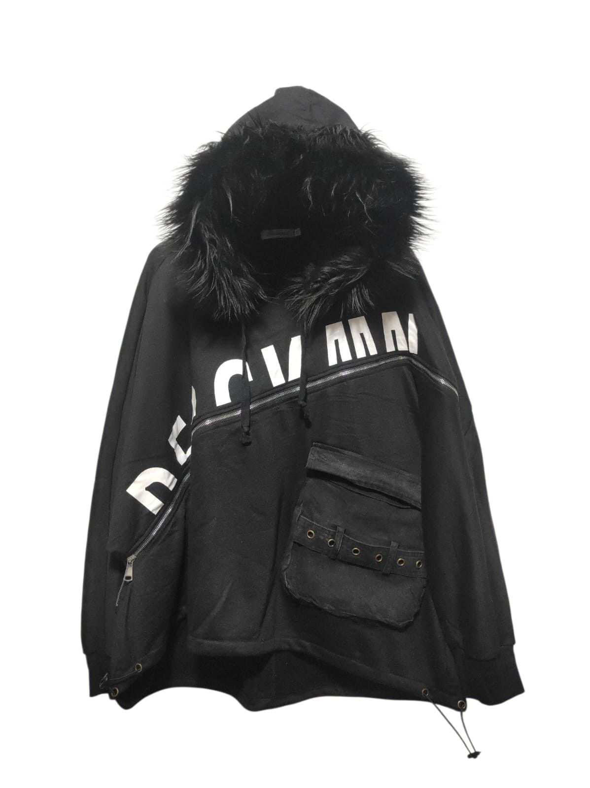 Japanese Brand Yidaepai Oversized Asymmetrical zip fur hoodie LGB style Size US XL / EU 56 / 4 - 1 Thumbnail