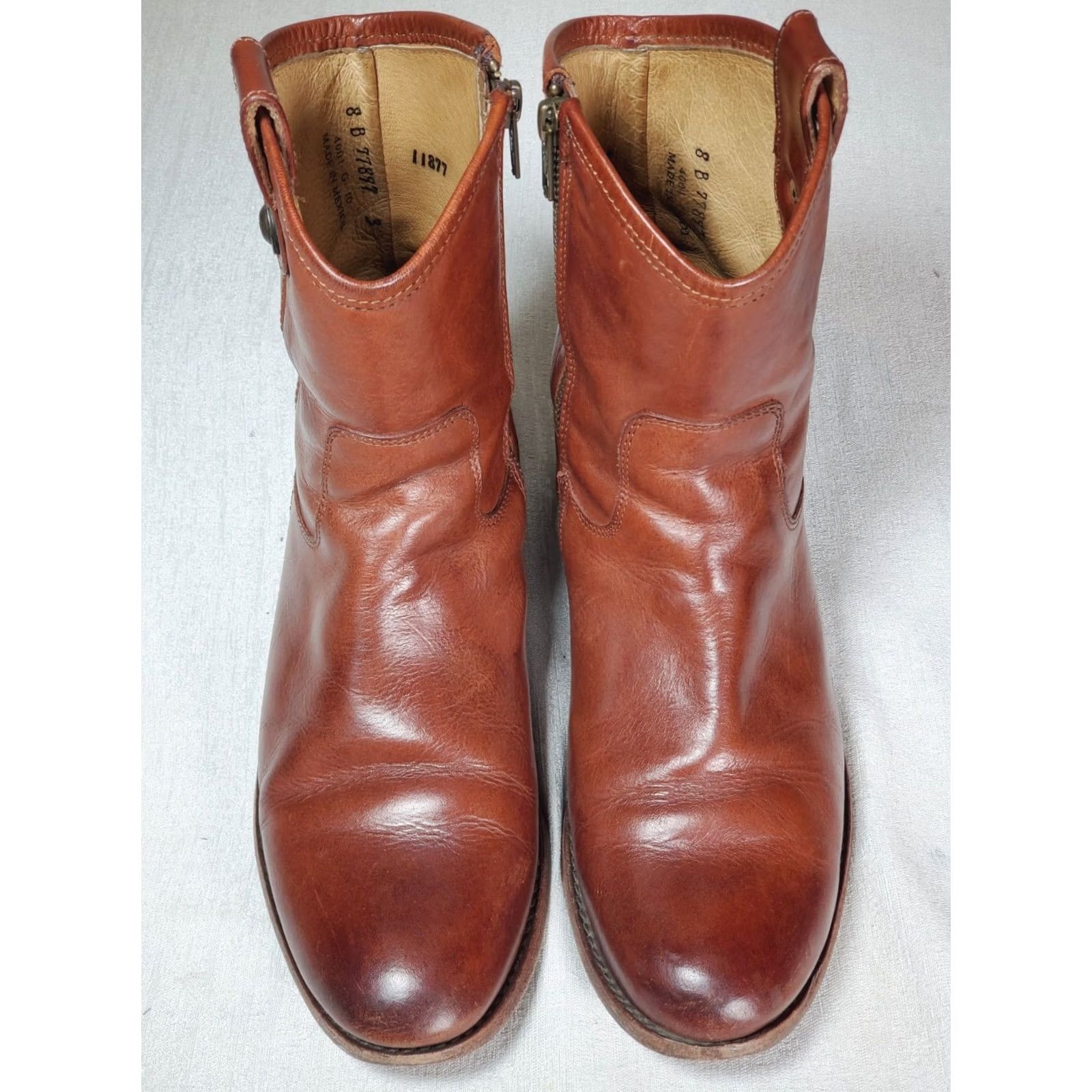 Frye FRYE Melissa Button Short Leather Booties in Cognac Brown 77897 Women's US 8 B Bootie Size 30" / US 8 / IT 44 - 6 Thumbnail
