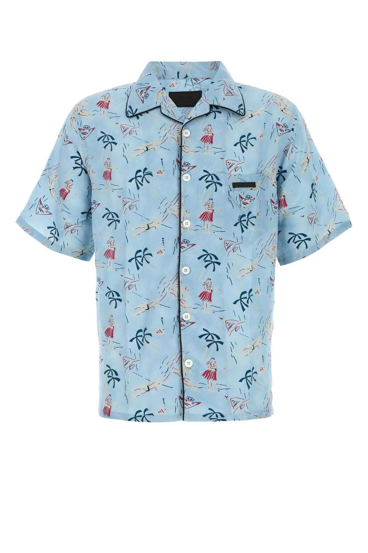 Prada Printed Satin Shirt Size US M / EU 48-50 / 2 - 1 Thumbnail