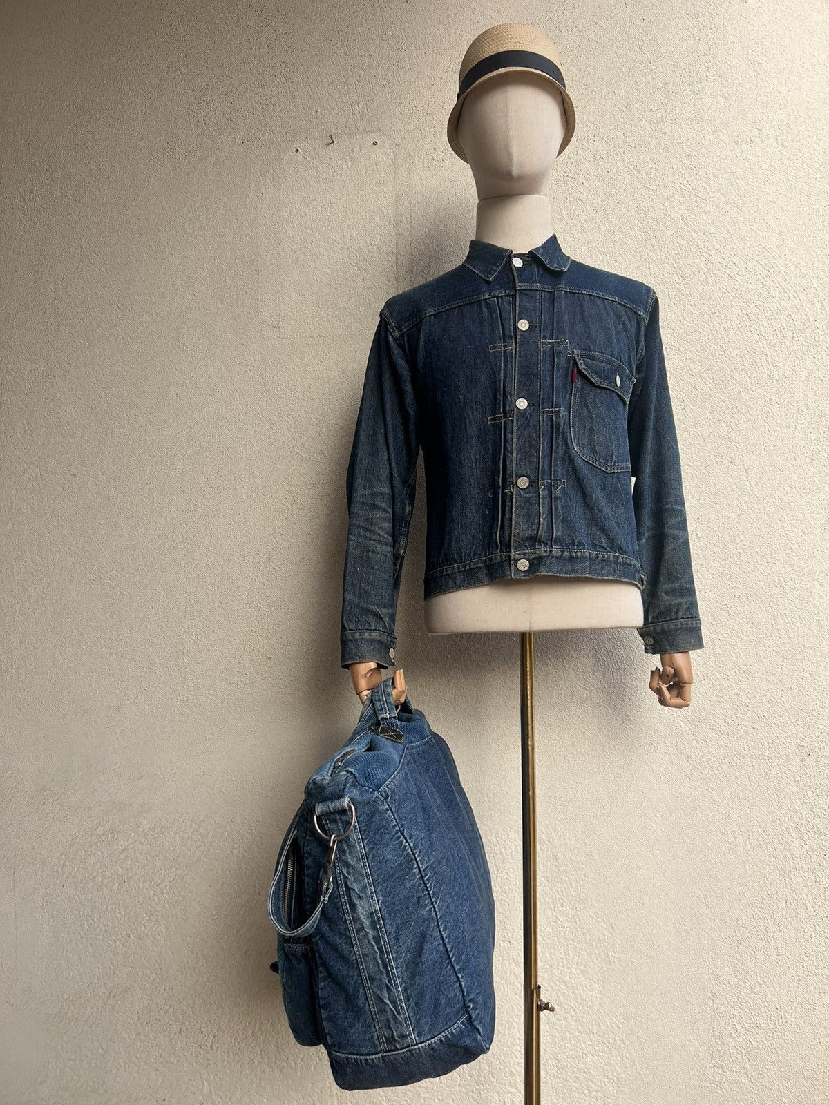 Vintage VTG Club House Japan Fade Denim Sashiko Cargo Huge 2 Way Bag Size ONE SIZE - 3 Thumbnail
