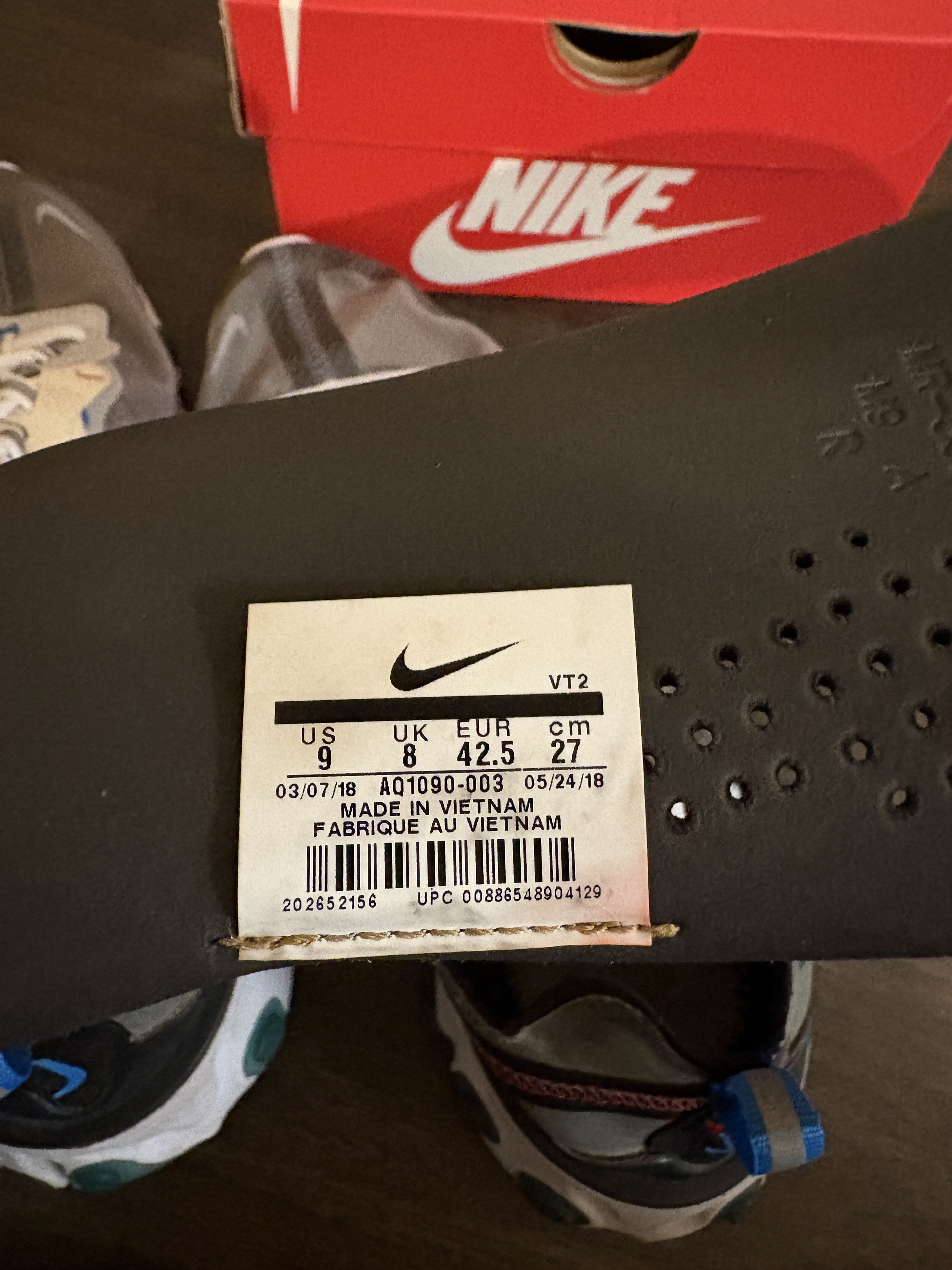 Nike React Element 87 Dark Grey/Pure Platinum-Photo Blue Size US 9 / EU 42 - 6 Thumbnail