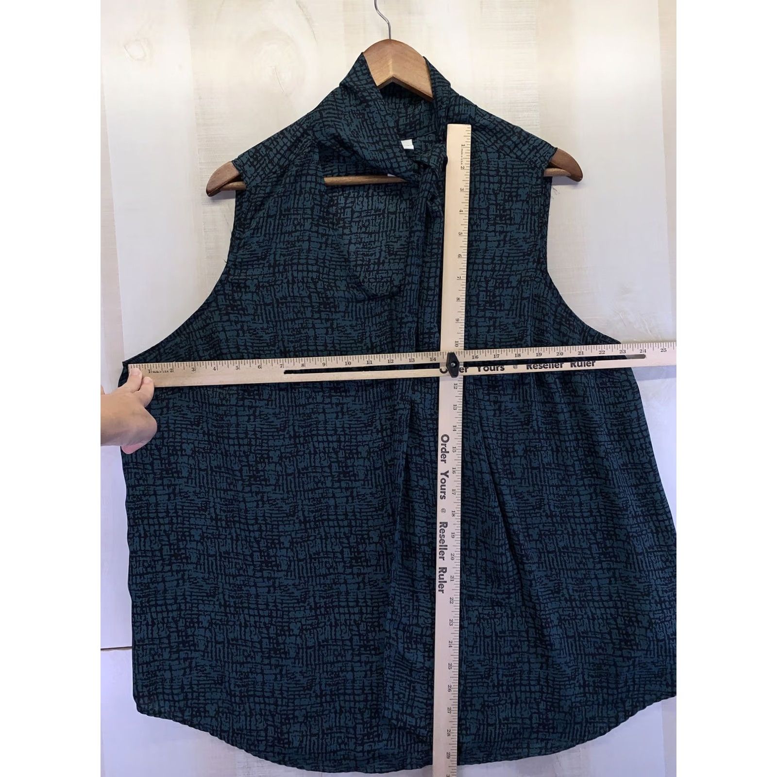 Vintage VINTAGE Ava & Viv Womens Tank Top Chiffon Tie Neck Plus Size 2X Black Blue Green N/A Size XXL / US 16-18 / IT 52-54 - 4 Thumbnail
