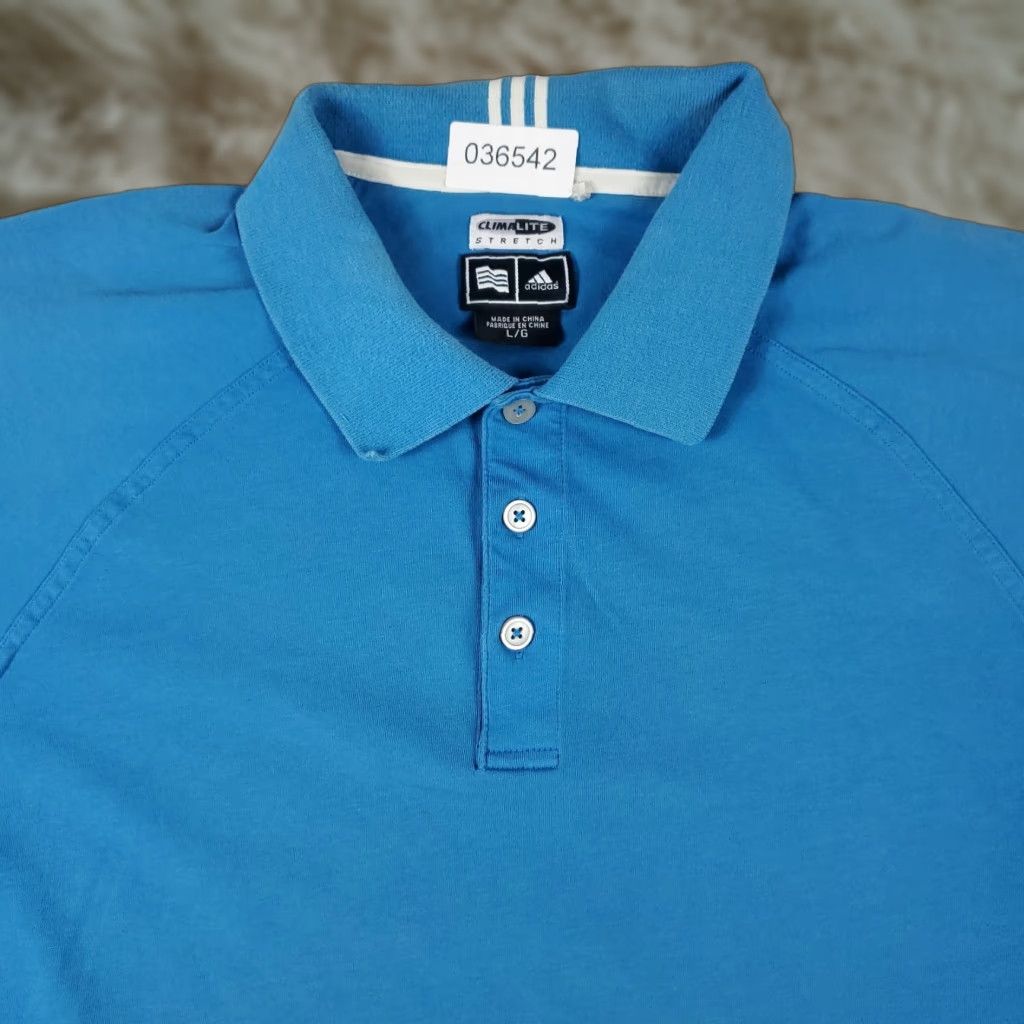 Adidas ADIDAS Polo Shirt Men L Blue Cotton Short Sleeve Casual Button-Up Logo Classic Size US L / EU 52-54 / 3 - 1 Thumbnail