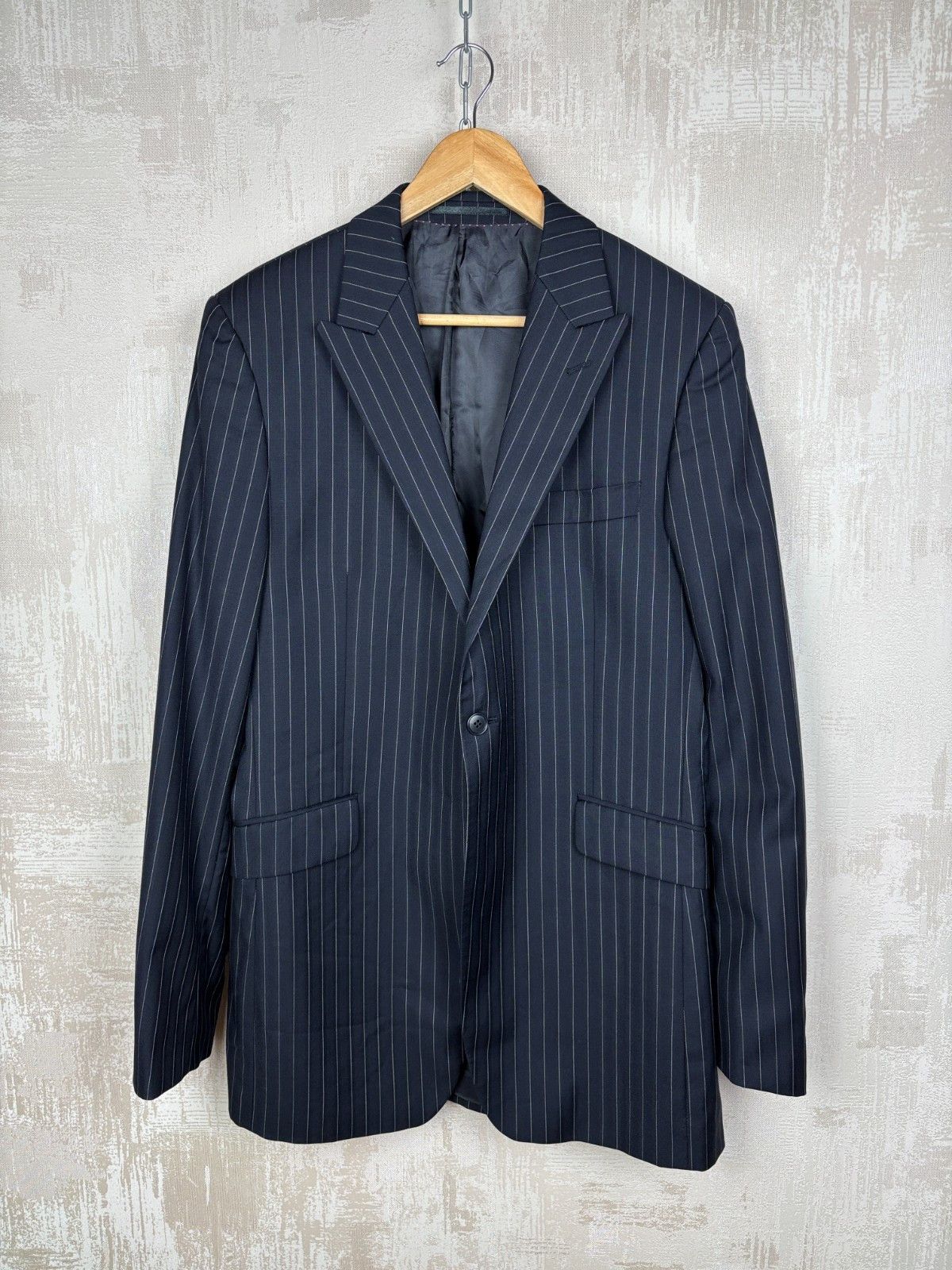 Other UK Holland Esquire Striped Wool Blazer Long UK 40" 112 cm EU 50 Size 40L - 3 Thumbnail