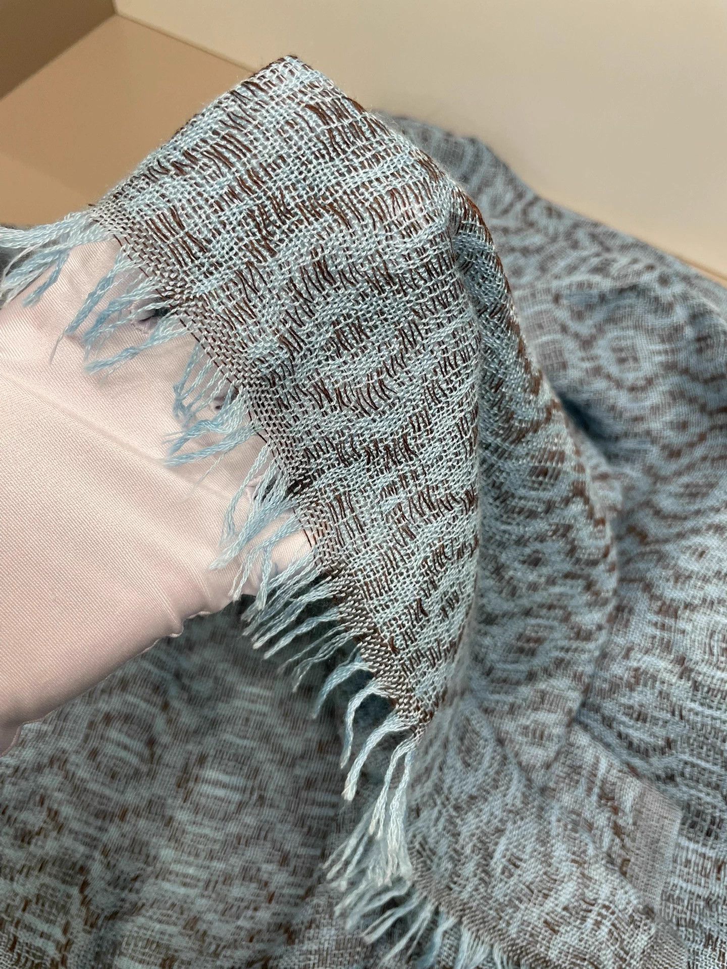 Loro Piana LP authentic blue pattern cotton linen scarf 75×195CM Size ONE SIZE - 8 Thumbnail