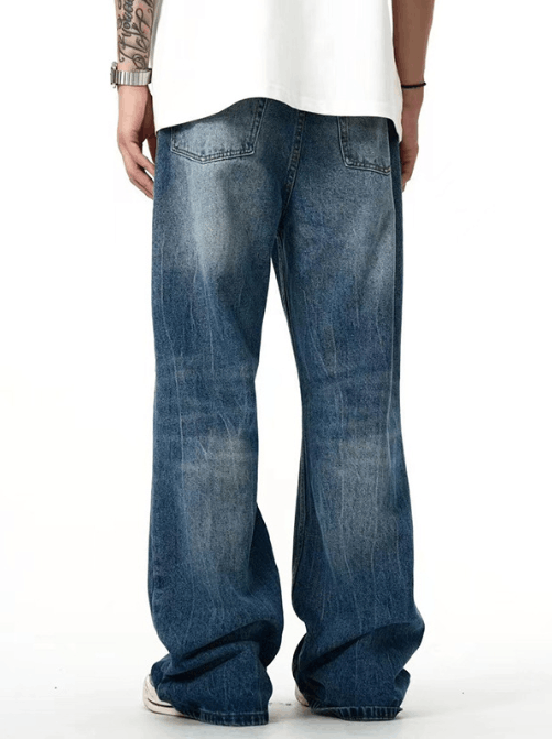 Japanese Brand × Jean Blue washed distressed lightning pattern ripped jeans Size US 32 / EU 48 - 4 Thumbnail