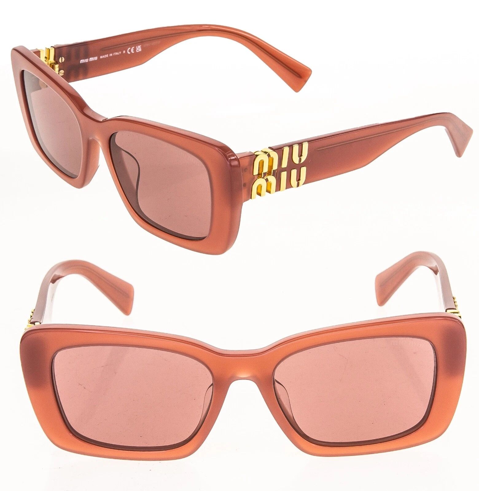 Miu Miu MIU MIU LOGO MU07YS Cognac Opal Violet Geometric Luxury 07YS Size ONE SIZE - 1 Thumbnail