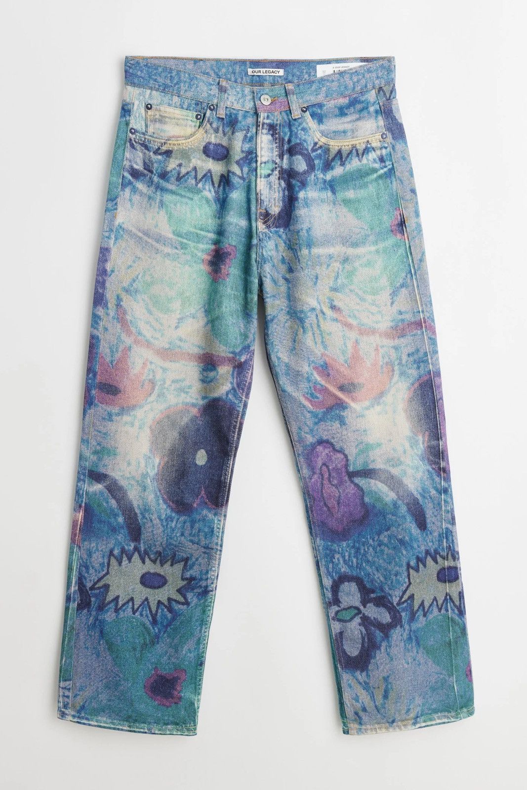 image of Our Legacy Jeans Third Cut Digital Chalk Flower Denim in Blue Denim, Men's (Size 29)