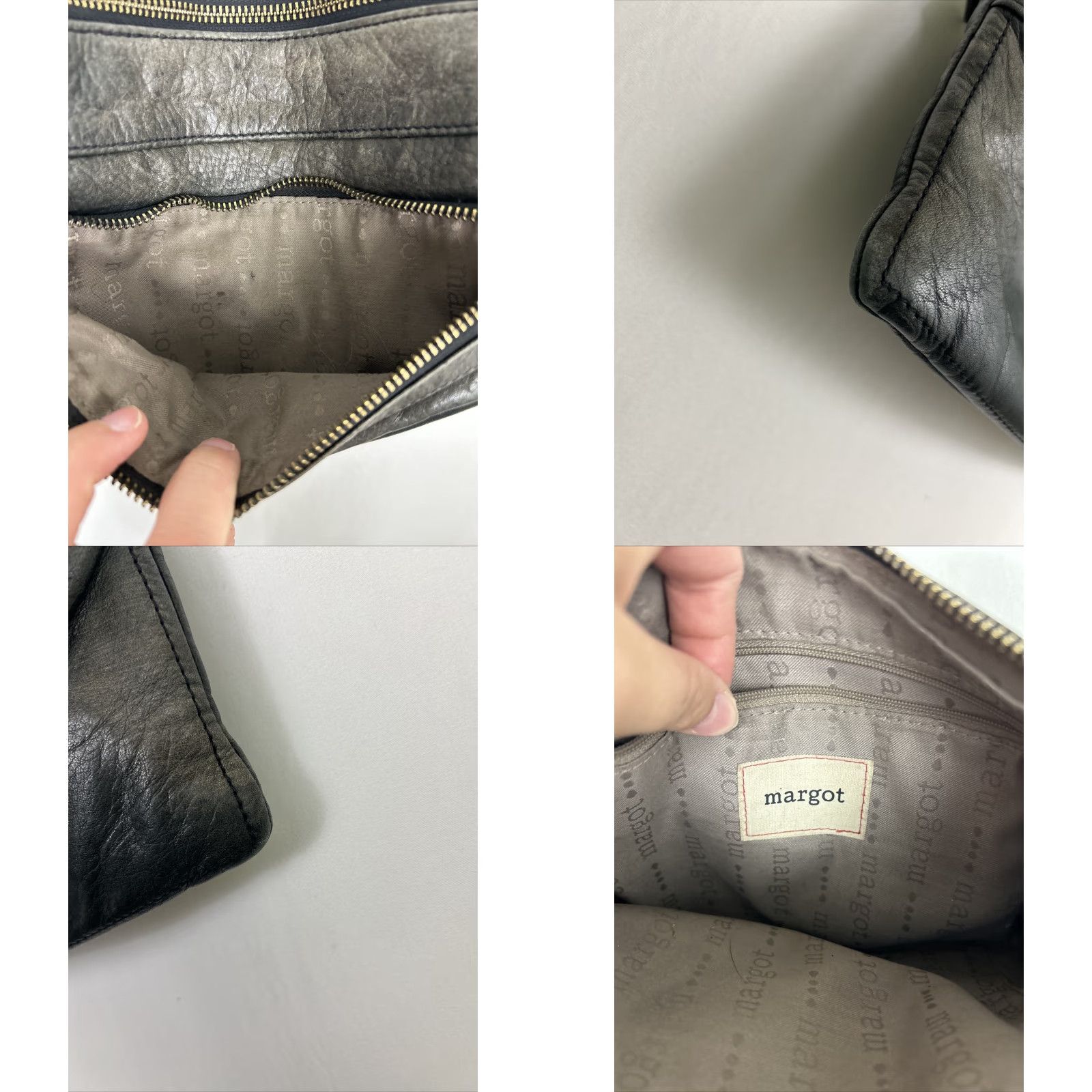 Vintage Margot New York crossbody Purse Rectangular Gray Black Leather Adjustable 10x7x1 Size ONE SIZE - 8 Thumbnail