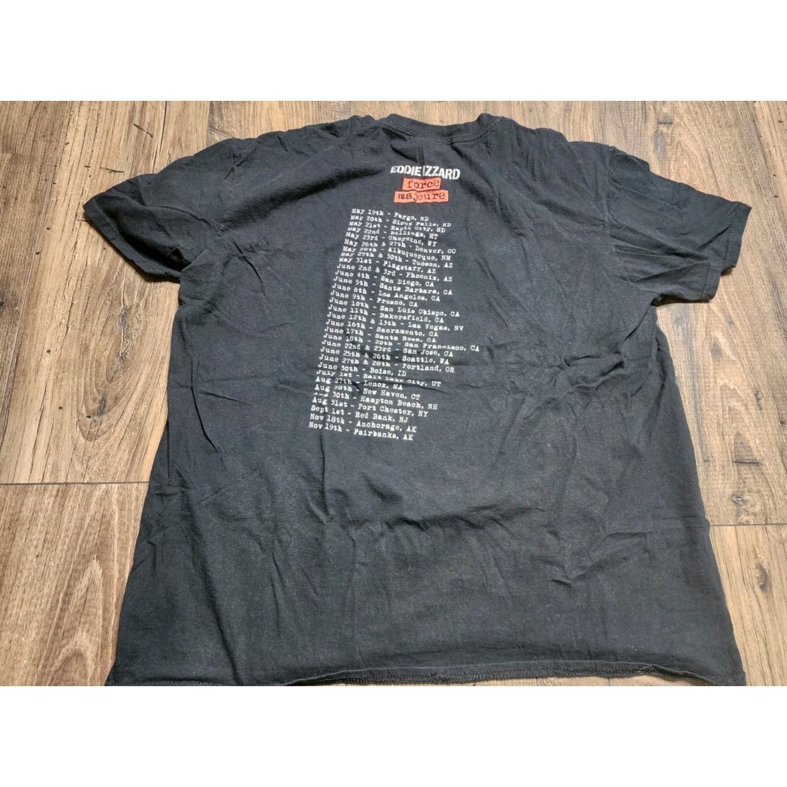 Anvil Eddie Izzard Tour T Shirt Adult XL Black Double Sided 2013 Force Majeure Mens Size US XL / EU 56 / 4 - 2 Thumbnail