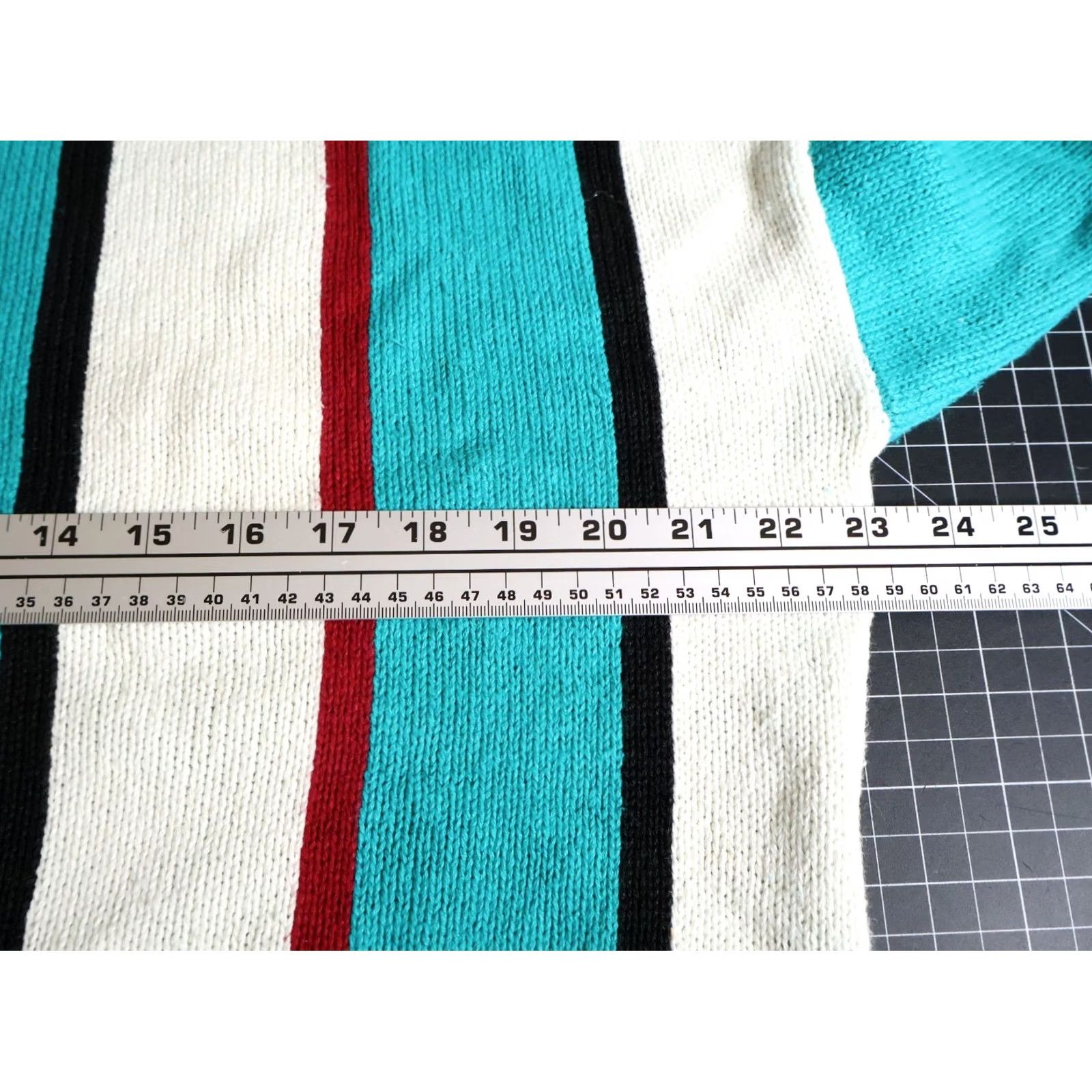 Vintage VINTAGE Par Four Sweater Shirt Mens Large 90s Teal Ivory Striped Heavyweight Cotton Blend Knit VTG Size US L / EU 52-54 / 3 - 5 Thumbnail