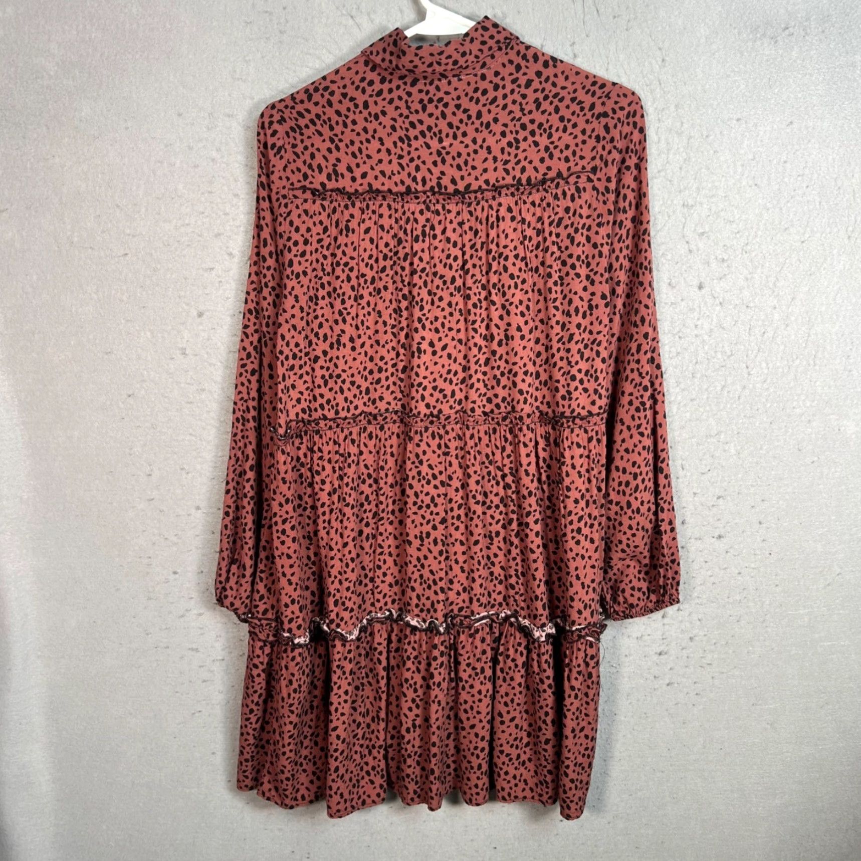 Vintage VINTAGE Pull & Bear Women’s Dress Maxi - Animal Print Long Sleeve Shirt Dress, XS Pink, Collared, Viscose, Womens Size XS / US 0-2 / IT 36-38 - 2 Thumbnail