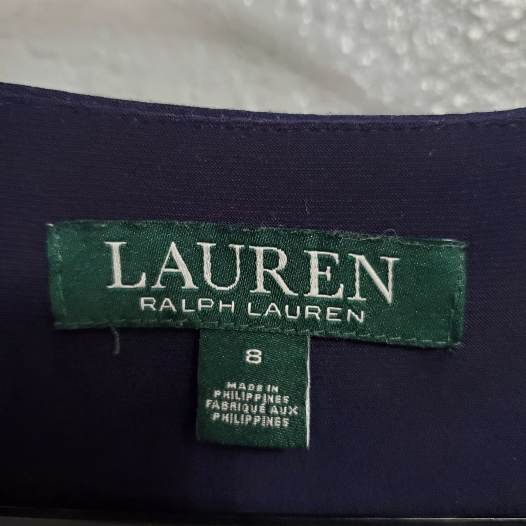 Ralph Lauren Lauren Ralph Lauren Dress Women 8 Navy Blue Floral Midi Faux Wrap 3/4 Sleeve Tie Size M / US 6-8 / IT 42-44 - 3 Thumbnail