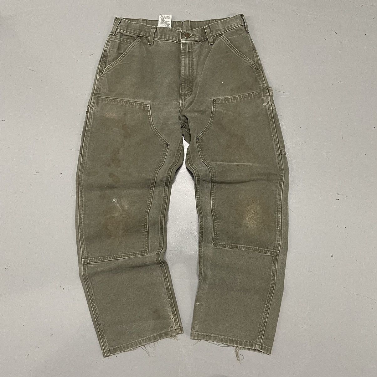 image of Crazy Vintage Carhartt Double Knee Baggy Jeans Faded Green, Men's (Size 34)