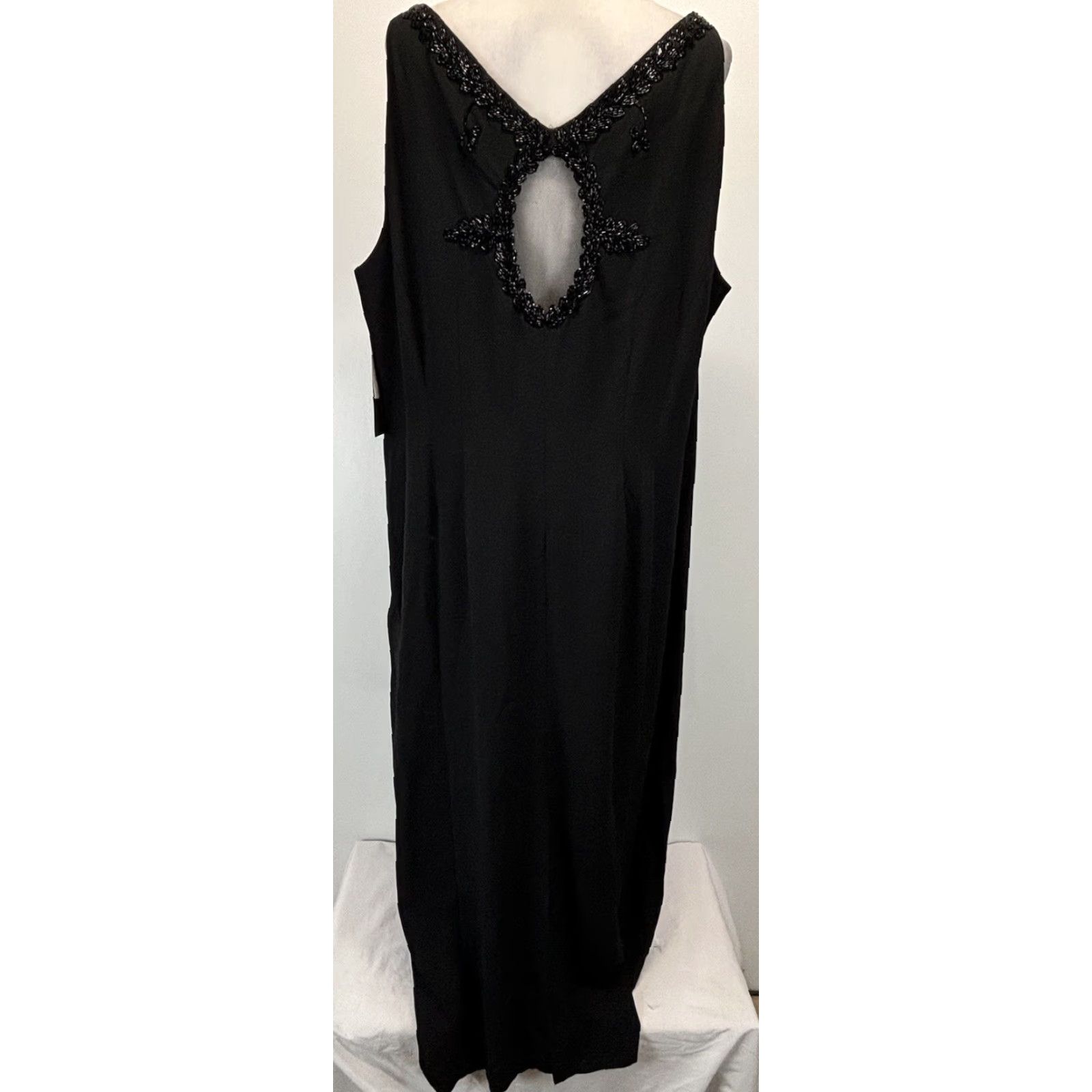 MAGGY LONDON NEW! Maggy London Dress Women Sz 22 Plus Black Beaded Maxi Sheath Lined Back Size 3XL / US 20-22 - 3 Thumbnail