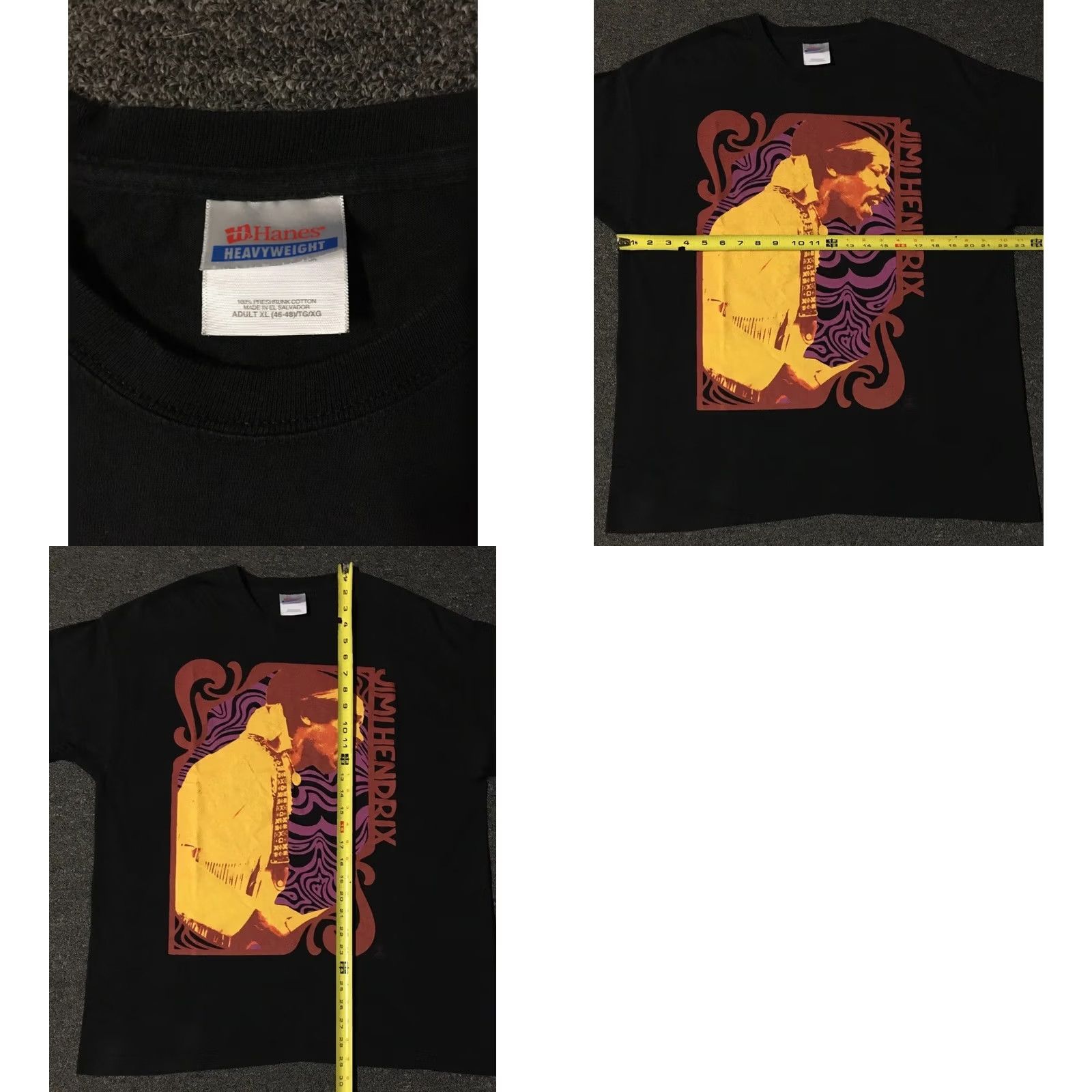 Vintage VINTAGE Jimi Hendrix Shirt XL Men T-Shirt Rock Band Concert Psychedelic 60s 70s 80s Black Graphic Tee Size US XL / EU 56 / 4 - 8 Thumbnail