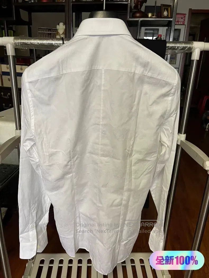 Versace Versace Men's white dark flower long-sleeved shirt Size US L / EU 52-54 / 3 - 2 Thumbnail