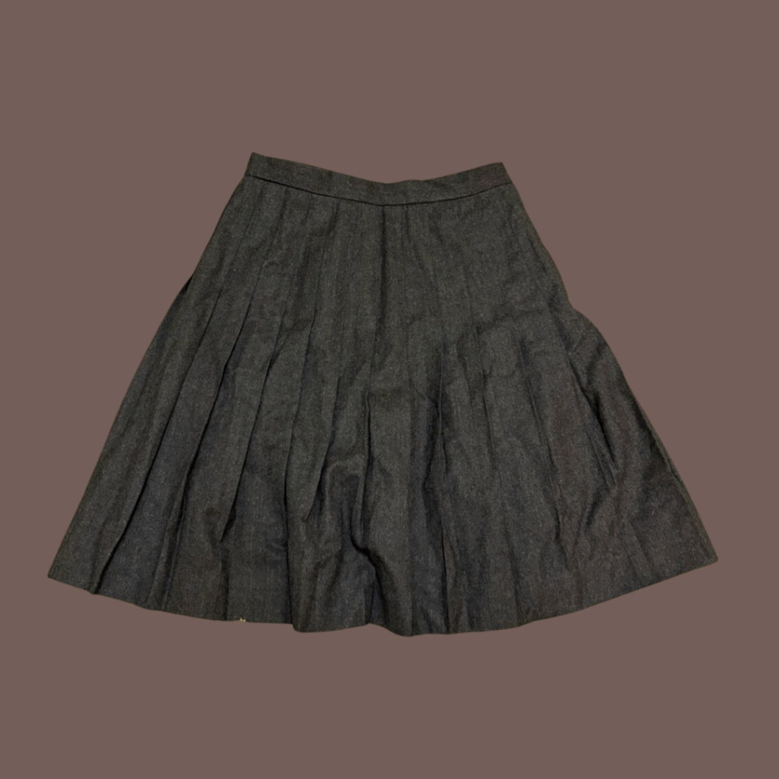 Vintage VTG Pleated Midi Skirt | Talbots Wool Gray | 70s Academia Size 32" / US 10 / IT 46 - 1 Thumbnail