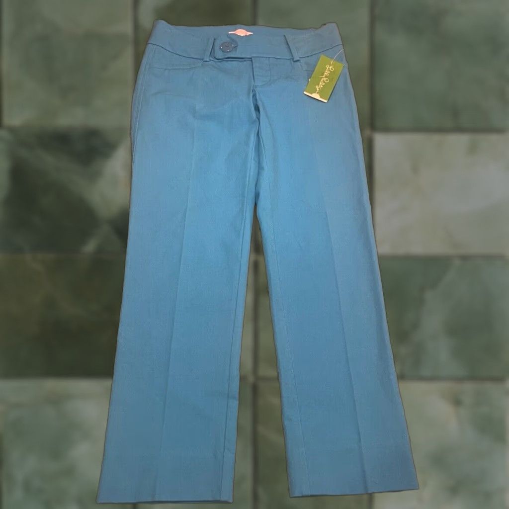 Lilly Pulitzer VINTAGE Lilly Pulitzer Women Pants Capris Cropped Blue 97% Cotton 2% Spandex Size 0 NWT Size 25" / US 0 / IT 36 - 1 Thumbnail