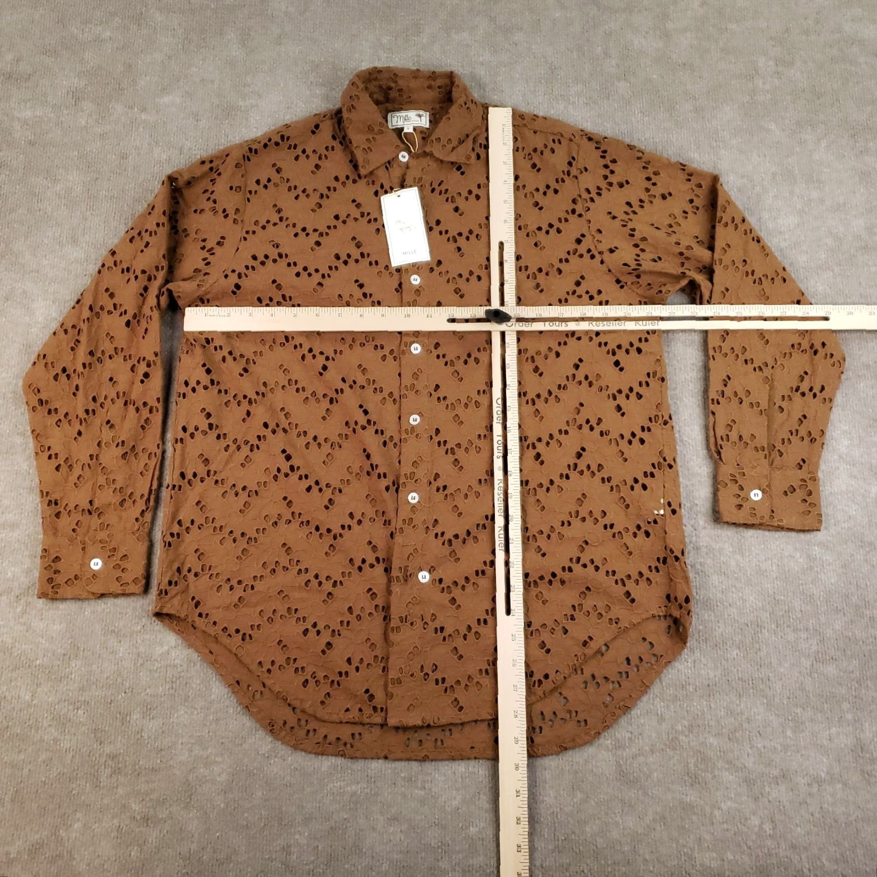 Vintage Mille Resort & Travel Button-Up Shirt Women Small Brown Long Sleeve Embroidered Size S / US 4 / IT 40 - 2 Thumbnail