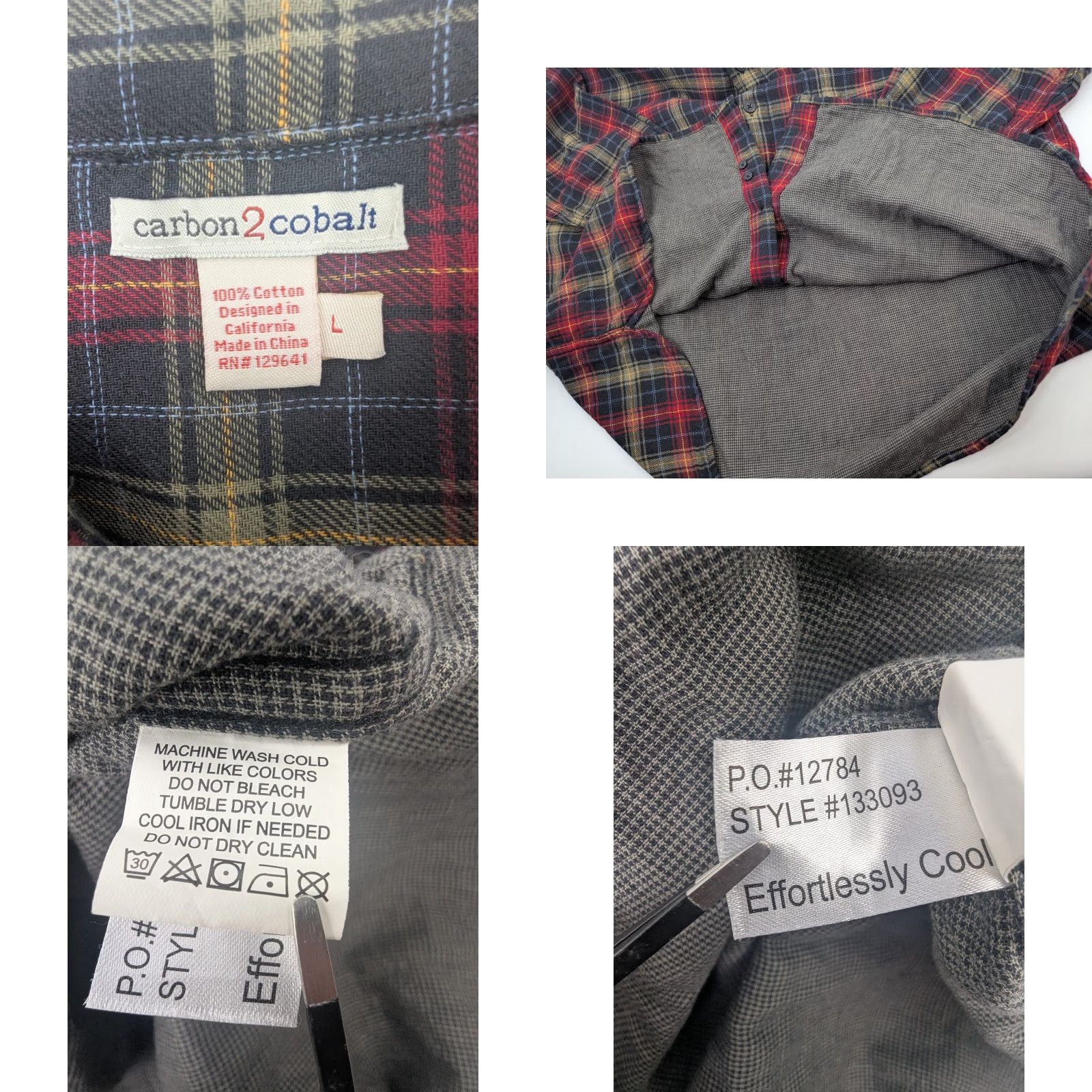 Carbon2Cobalt Carbon 2 Cobalt Shirt Men's Large Red Plaid Flannel Double Layer Outdoor 133093 Size US L / EU 52-54 / 3 - 8 Thumbnail