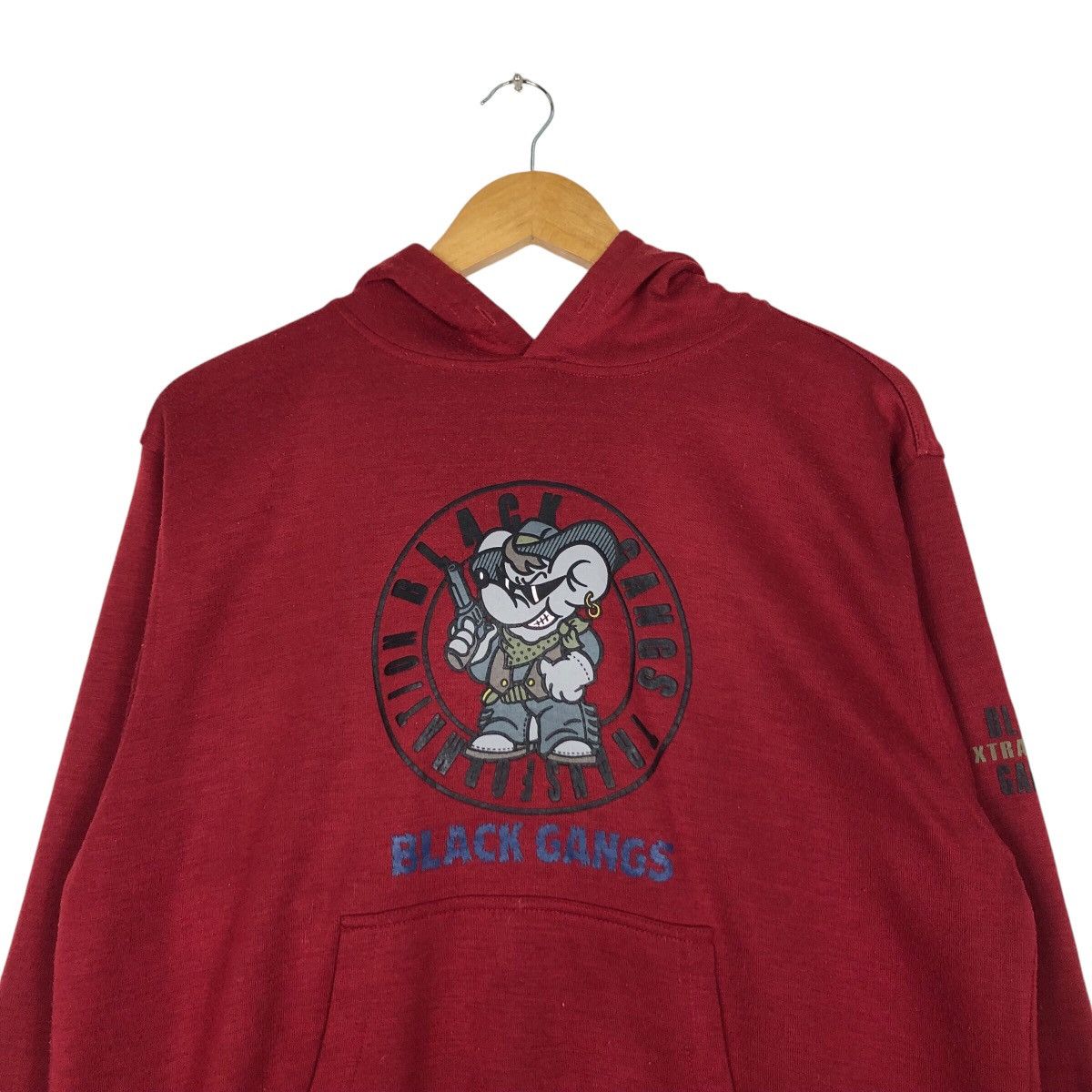 Japanese Brand × Vintage Vintage Black Gang Japanese Brand Hoodie Medium Size US M / EU 48-50 / 2 - 11 Thumbnail