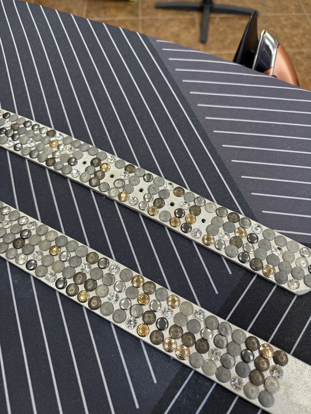 4GSELLER 🇺🇸 Vintage 90s Belt With Rhinestones Metal Punk Rock Emo Goth Size ONE SIZE - 7 Thumbnail