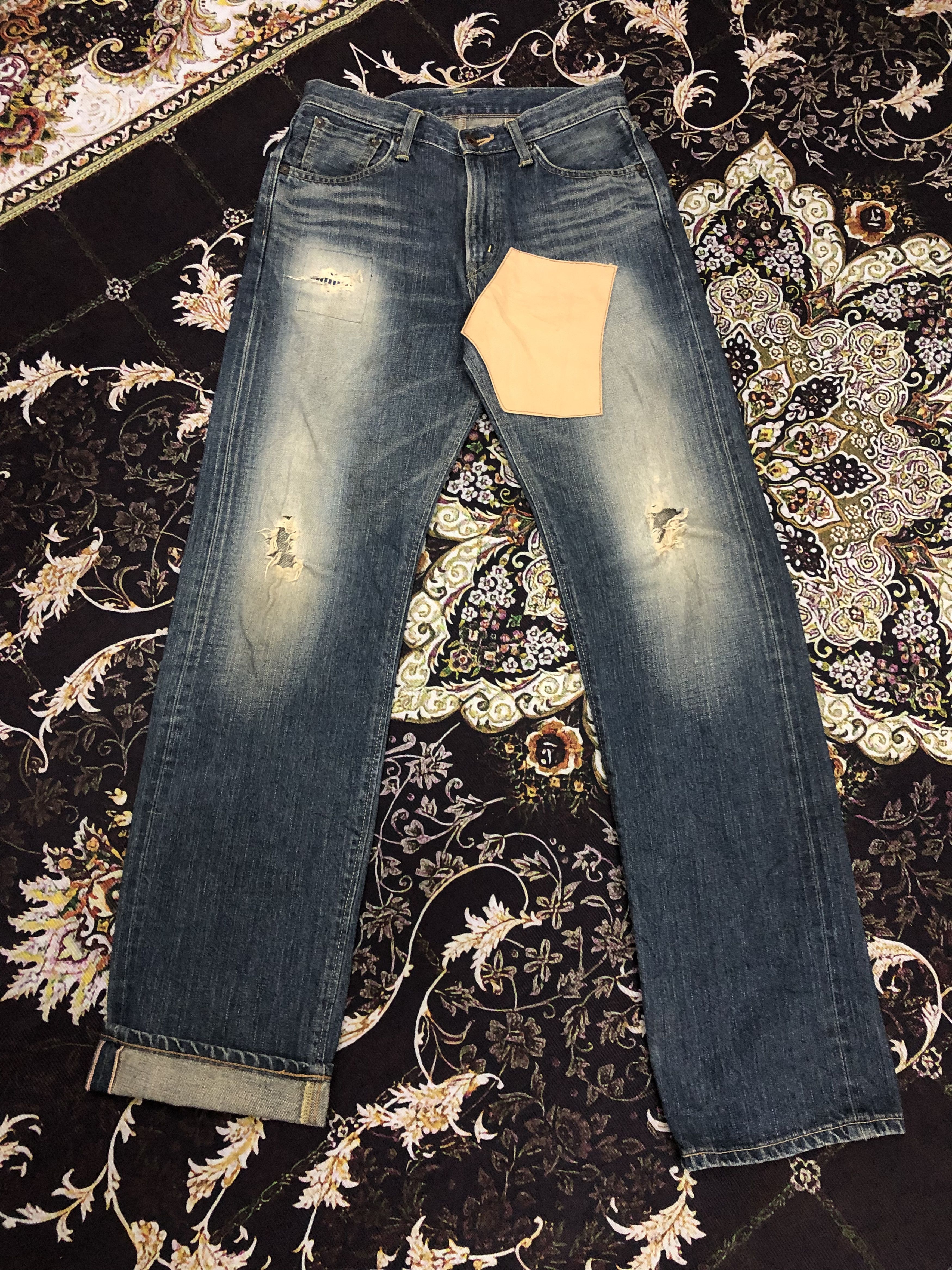 Edwin Distressed edwin selvedge jeans with undone patchwork Size US 30 / EU 46 - 2 Thumbnail