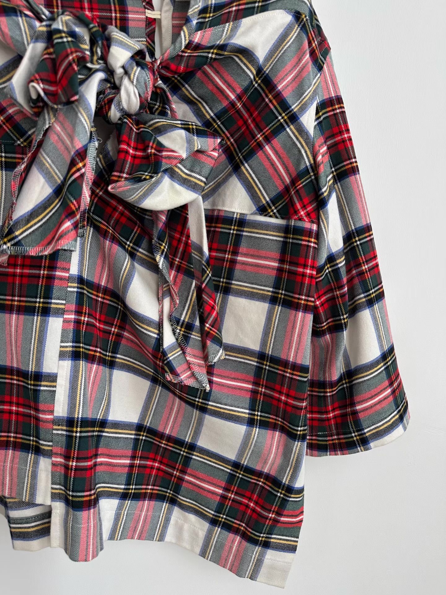 Comme des Garcons CDG Tricot Plaid Bow Top, Cute Irregular Babydoll Shirt Ｑ24 Size S / US 4 / IT 40 - 3 Thumbnail