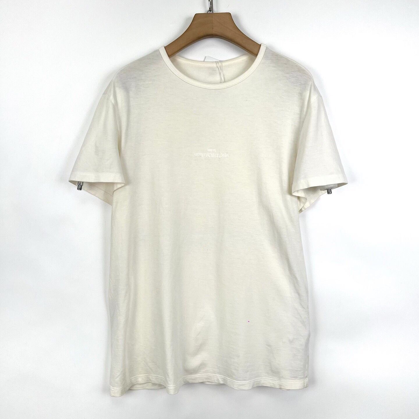 Maison Margiela Maison Margiela White Embroidered Logo Tee Size US M / EU 48-50 / 2 - 1 Thumbnail