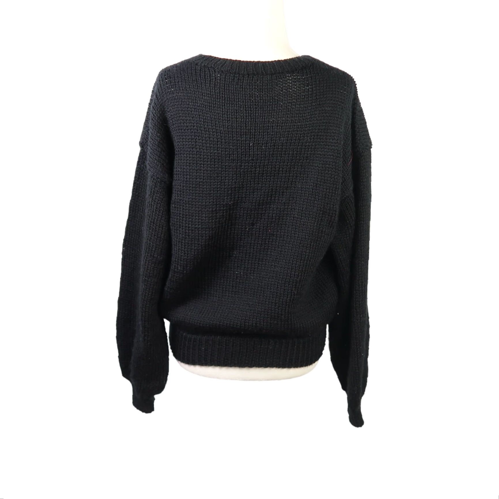 Bell VINTAGE 90s Black Knit Christmas Sweater Silver Bells L Women Crew Neck Pullover Christmas Christmas Sweater L Womens Size L / US 10 / IT 46 - 4 Thumbnail