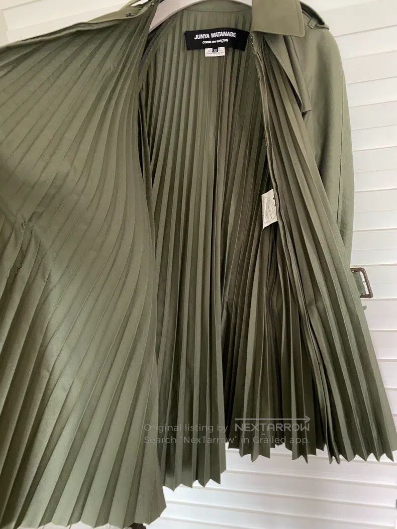 Junya Watanabe Junya Watanabe Military green accordion pleated trench coa Size XS / US 0-2 / IT 36-38 - 7 Thumbnail
